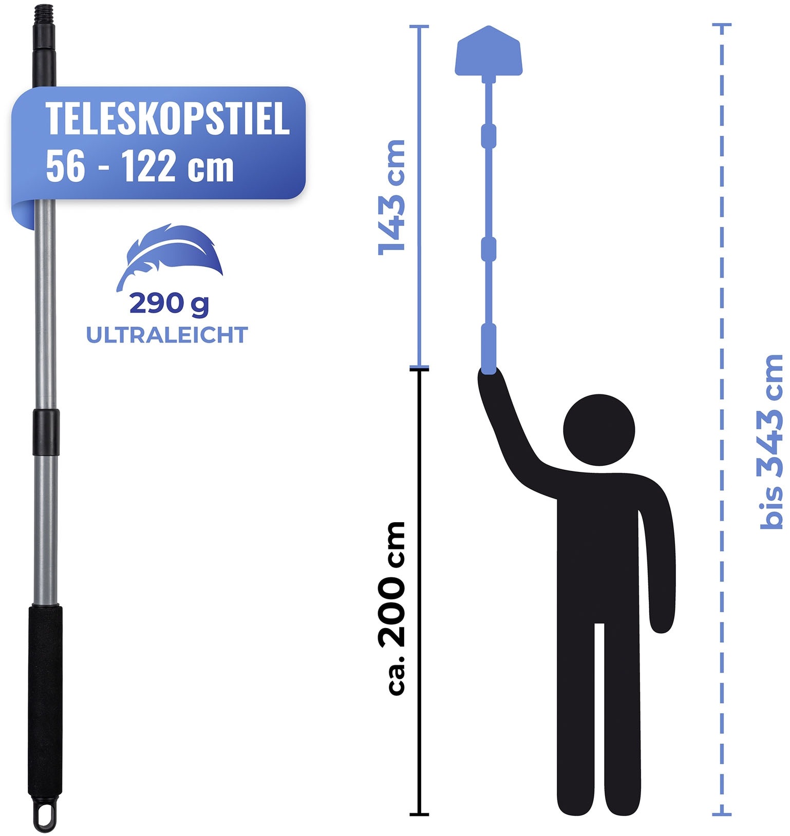 Maximex Bodenwischer-Set »Multiflex-Wischer inkl. Teleskopstiel«, (Set, 5 St.), für Fliesen, Fenster und Böden, mit Aufhangöse