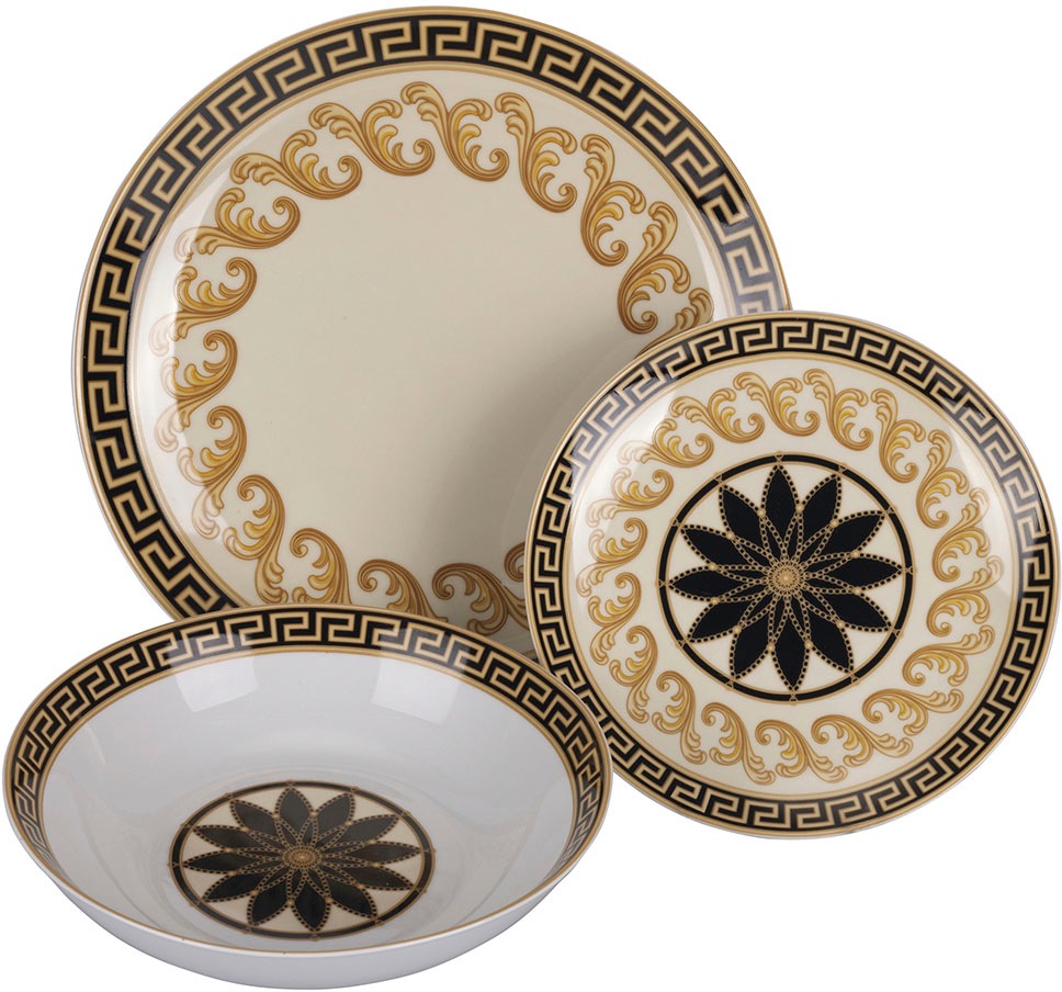 Villa d'Este Teller-Set »Geschirr-Set Domina«, (Set, 18 tlg.), Service, Tafelservice, 18 Teile, für 6 Personen