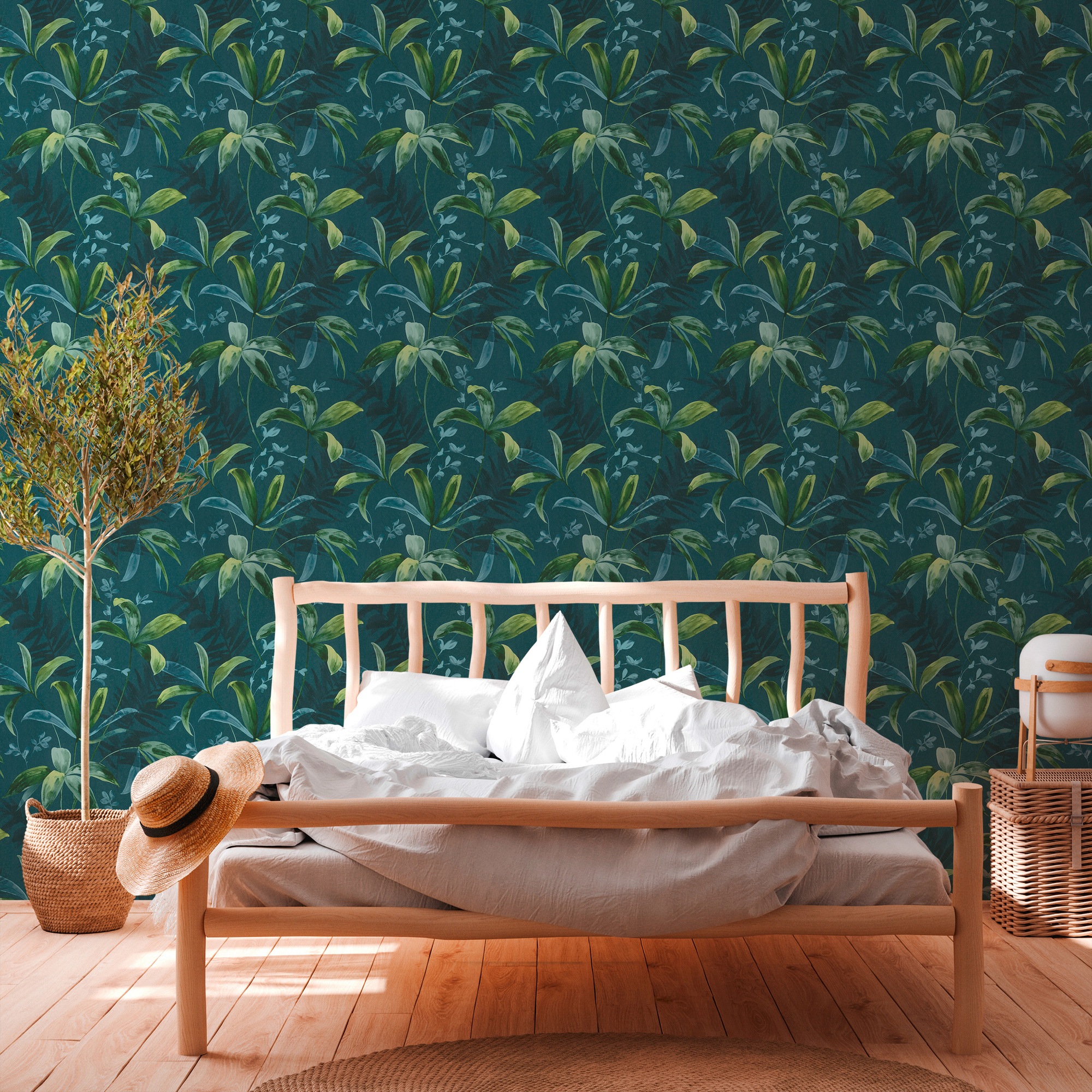 Architects Paper Vliestapete »Jungle Chic«, floral-botanisch-tropisch, Palmentapete Tapete Dschungel Tapeten Wohnzimmer Schlafzimmer Küche