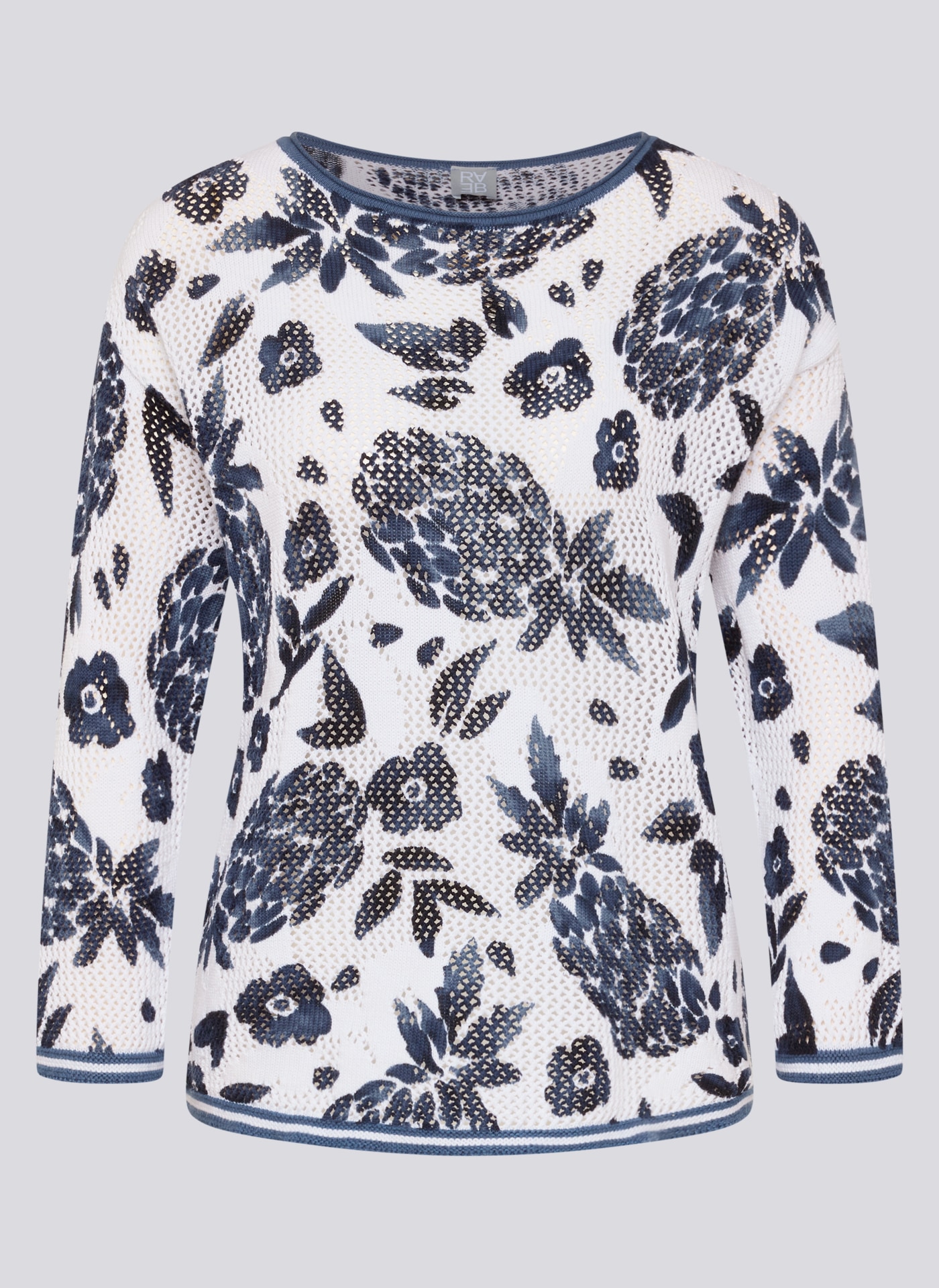 Rabe 3/4 Arm-Pullover im Häkel-Look