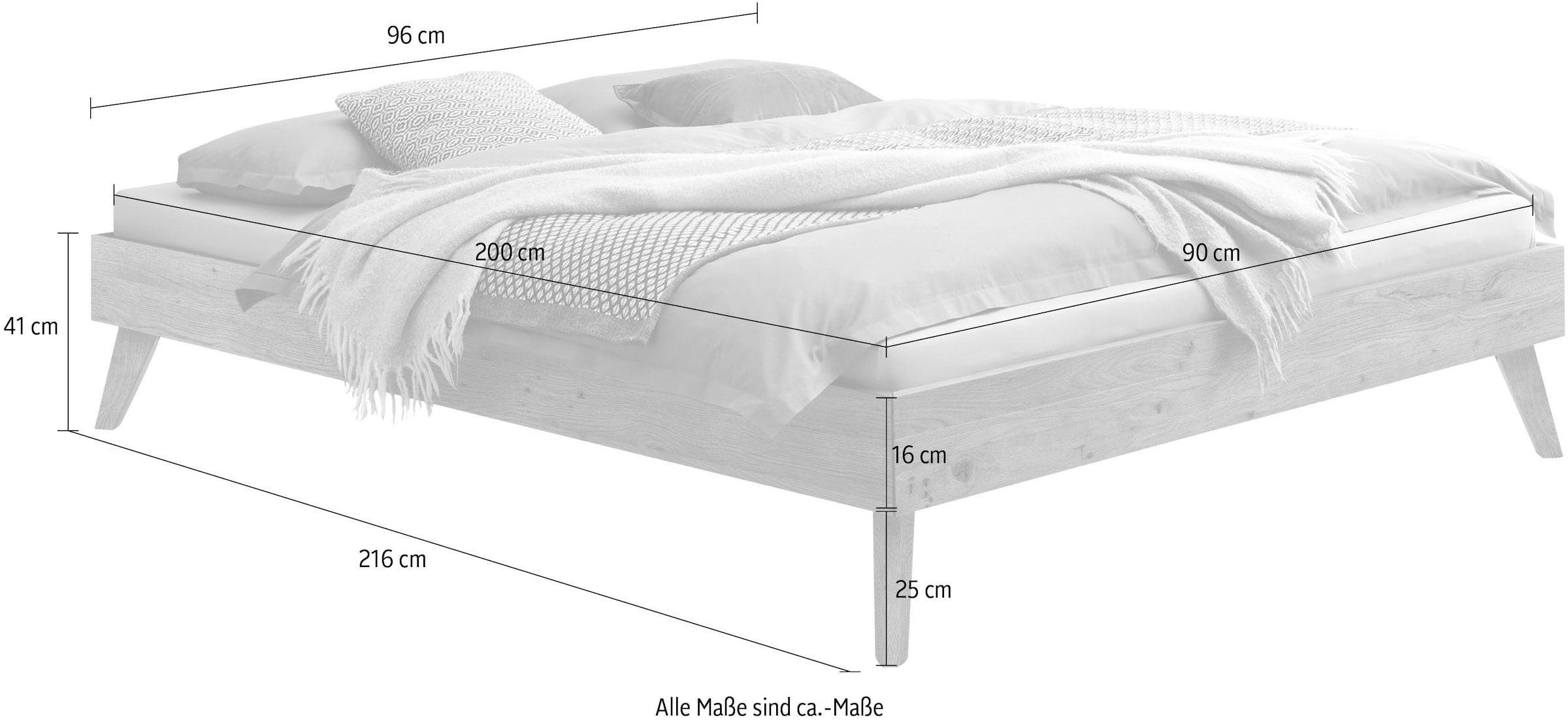 HASENA Holzbett »Calvari« mit einer Fußhöhe von 25 cm