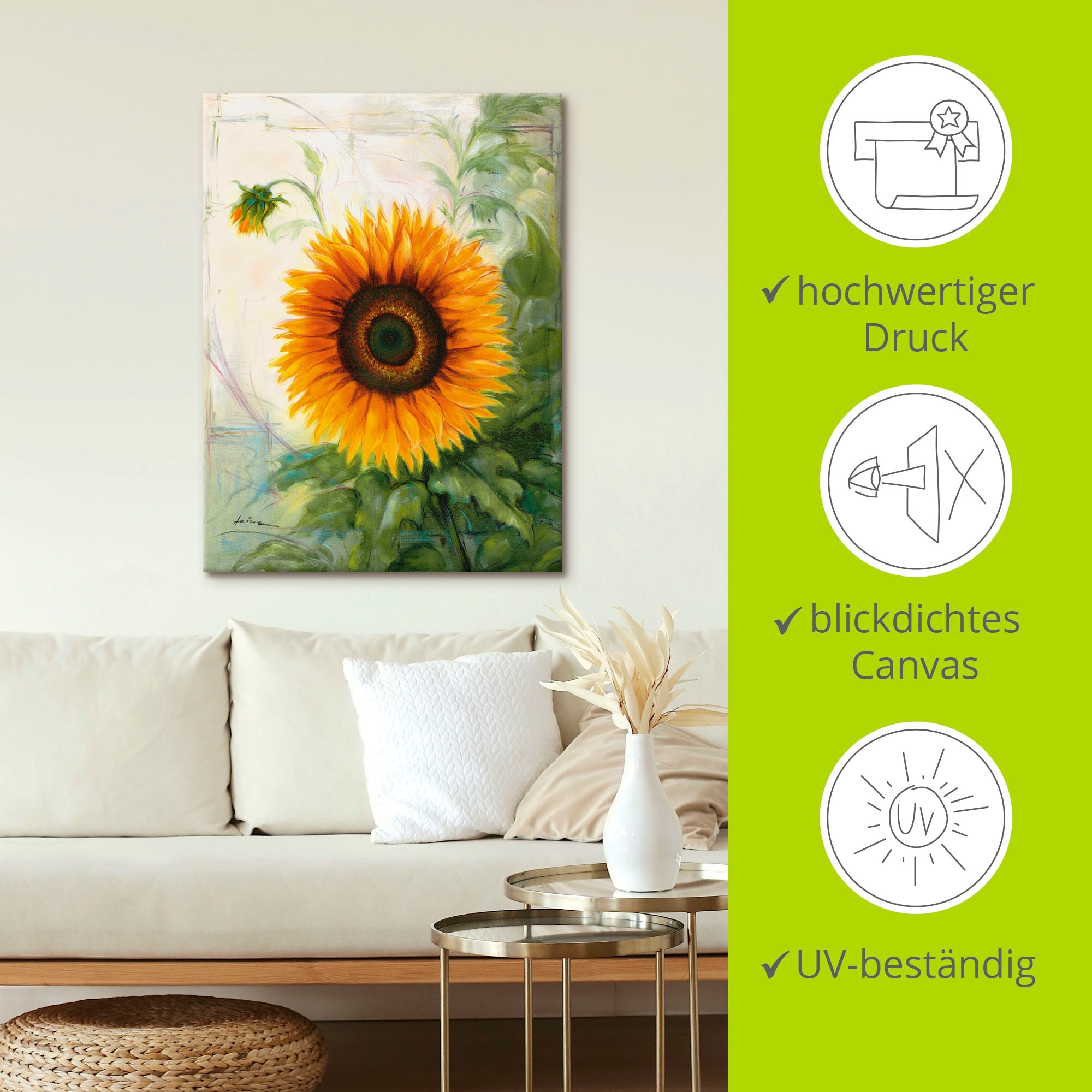 Artland Leinwandbild »Sonnenblume«, Blumen, (1 St.), auf Keilrahmen gespannt