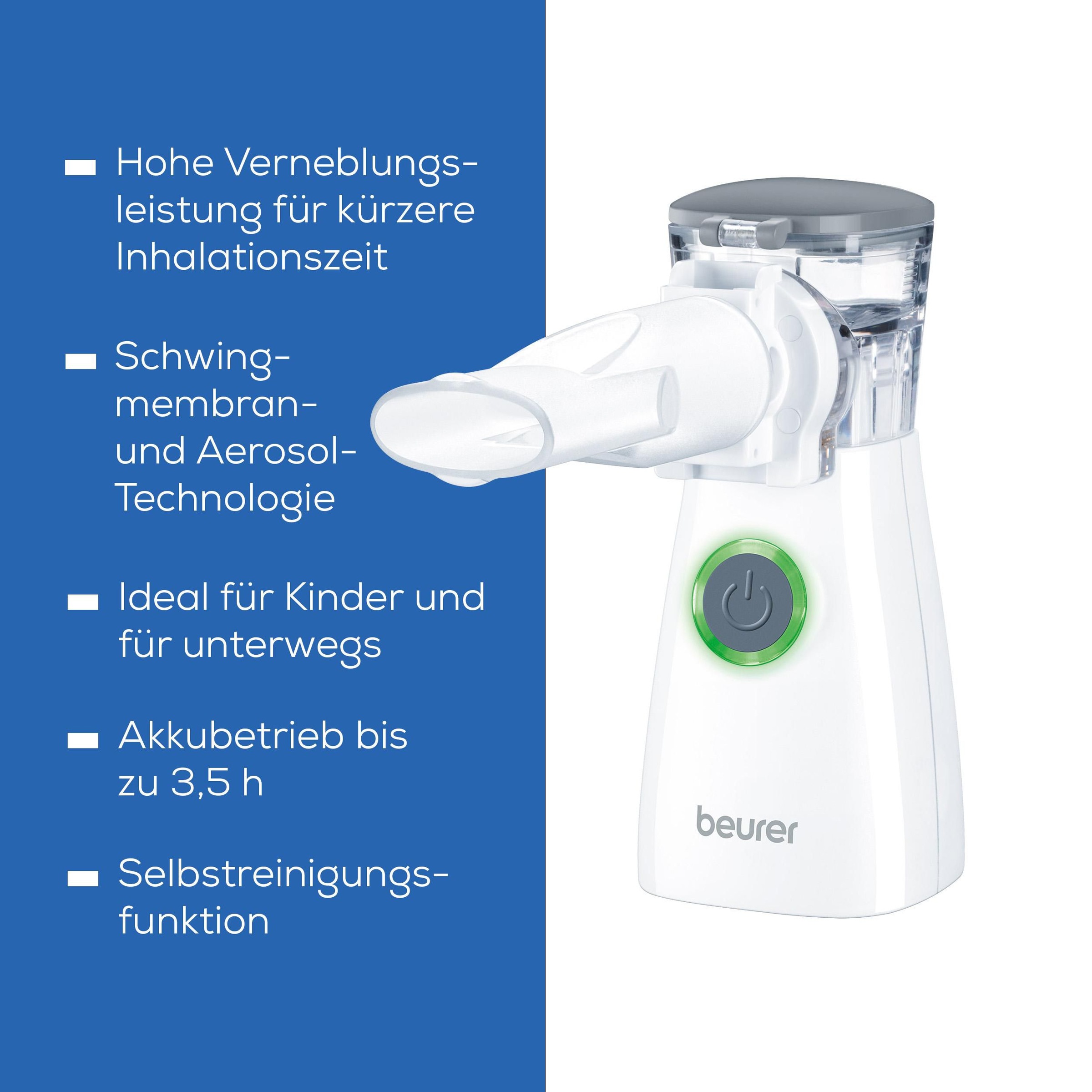 BEURER Inhalationsgerät »IH 57 mit leistungsstarkem Akku für kabellose Anwendung«, Zur Behandlung bei Erkältung, Asthma und anderen Atemwegserkrankungen