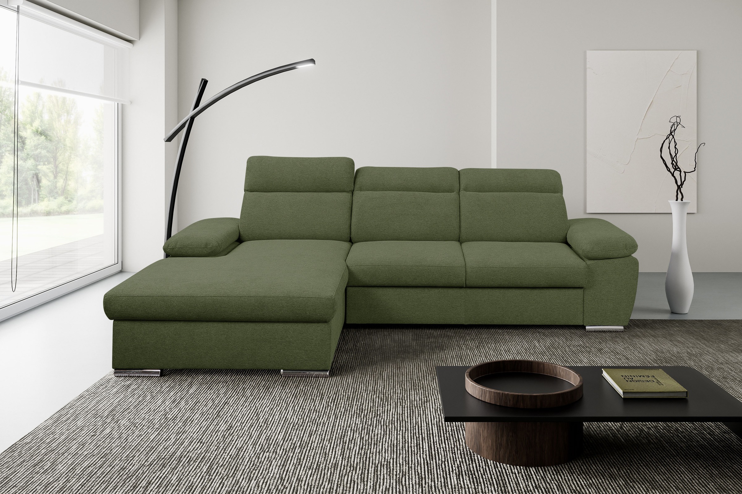 WERK2 Ecksofa »Palma modernes Schlafsofa mit Bettkasten, L-Form, B/T 282/18 günstig online kaufen