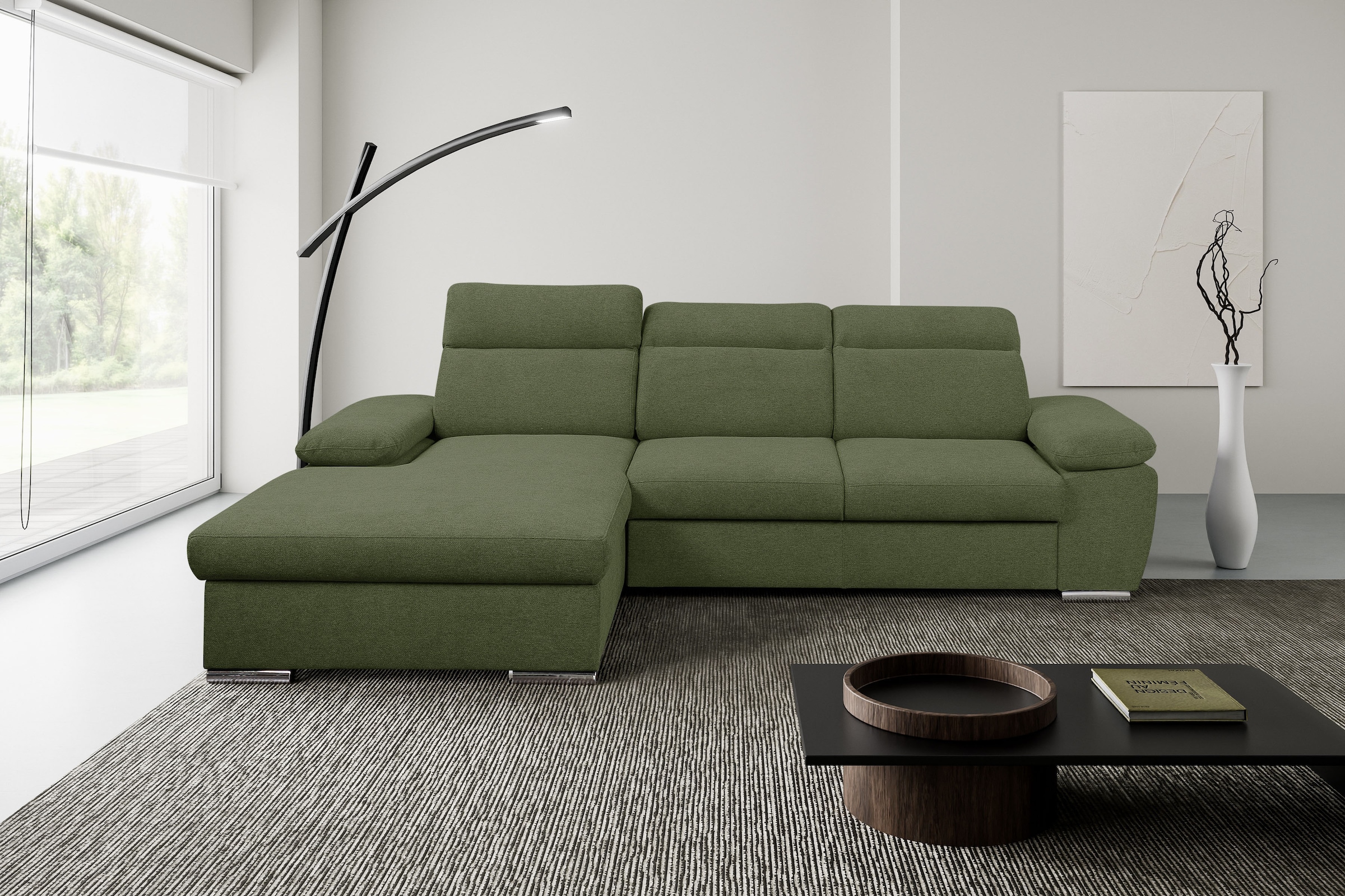 WERK2 Ecksofa »Palma modernes Schlafsofa mit Bettkasten, L-Form, B/T 282/18 günstig online kaufen