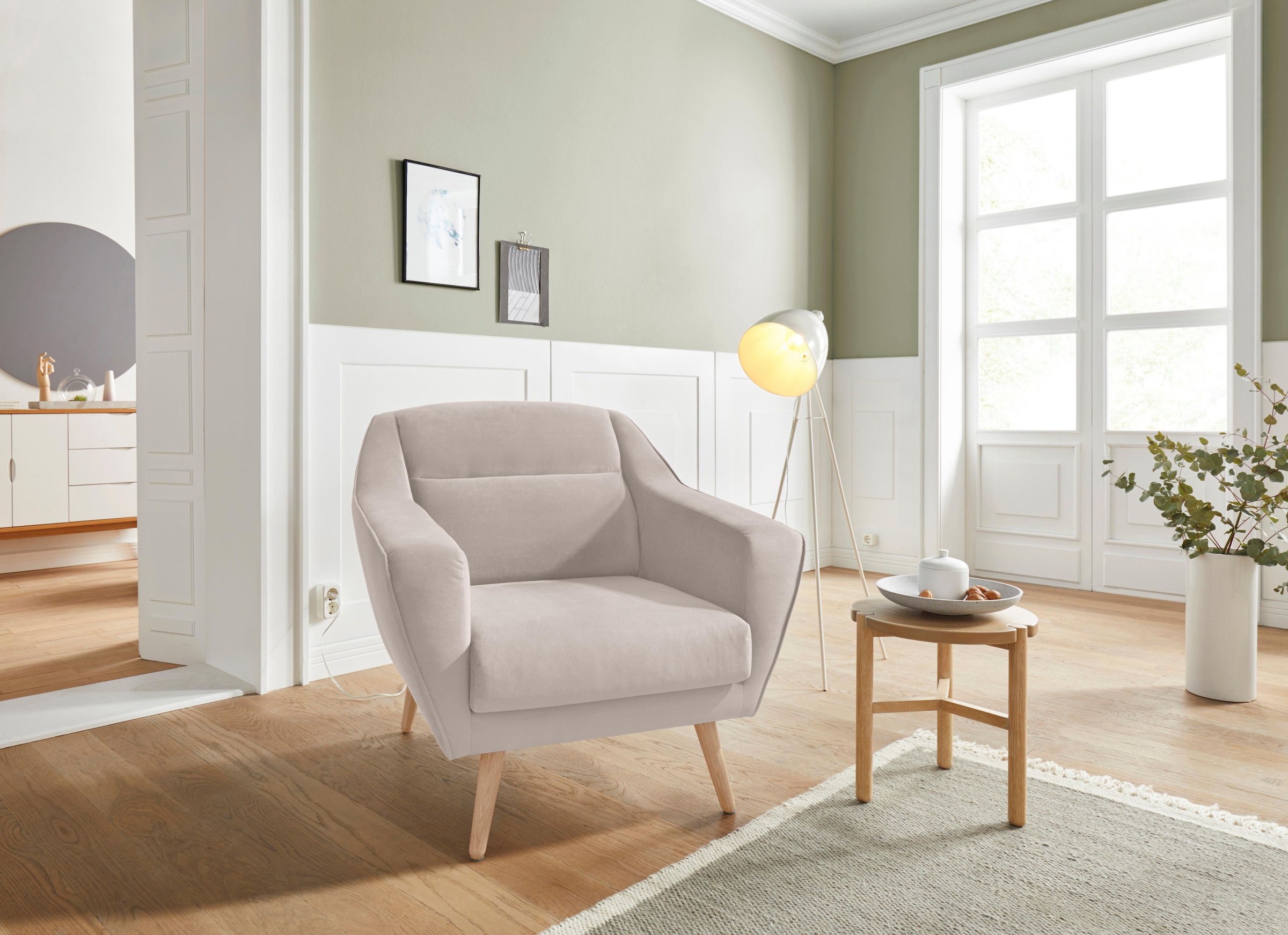 andas Sessel »Bille«, mit Naht im Rückenkissen und Eiche-Beinen, Design by günstig online kaufen