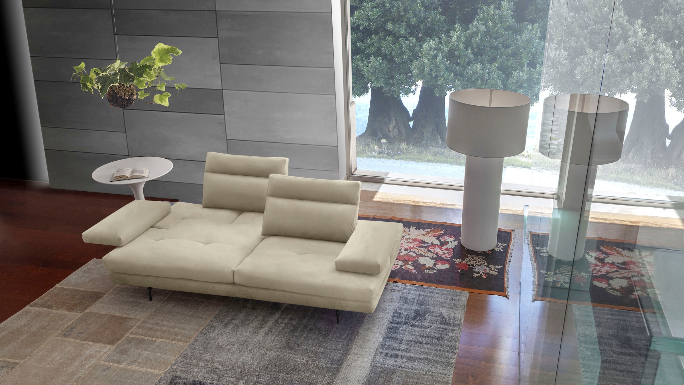 CALIA ITALIA 3,5-Sitzer »Toby Wing, italienisches Designsofa, super bequem, Megasofa«, inkl. Sitztiefenverstellung und Armteilfunktion, Füße in Schwarz matt