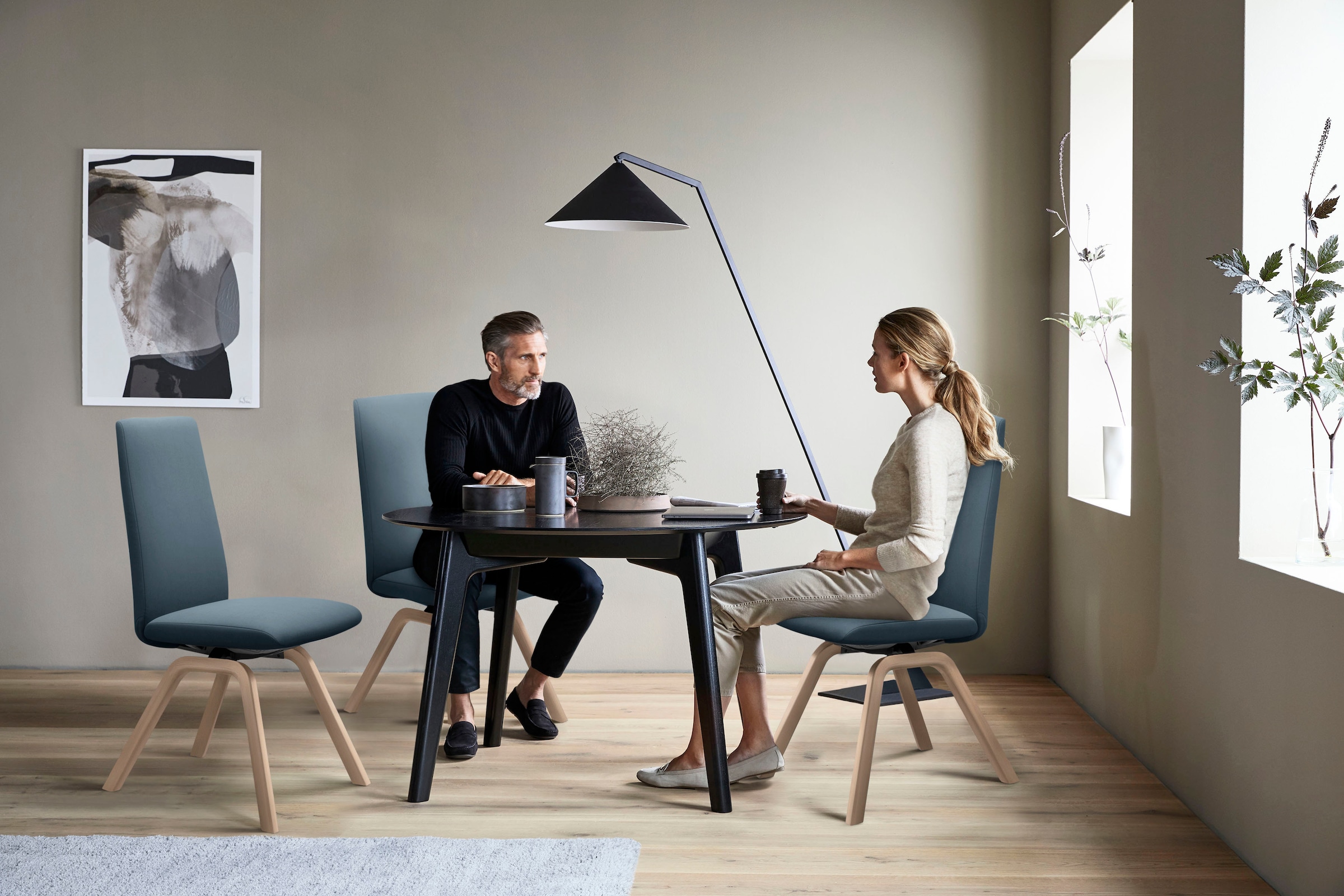 Stressless® Polsterstuhl »Laurel«, Microfaser DINAMICA, High Back, Größe L, mit schräggestellten Beinen in Eiche natur