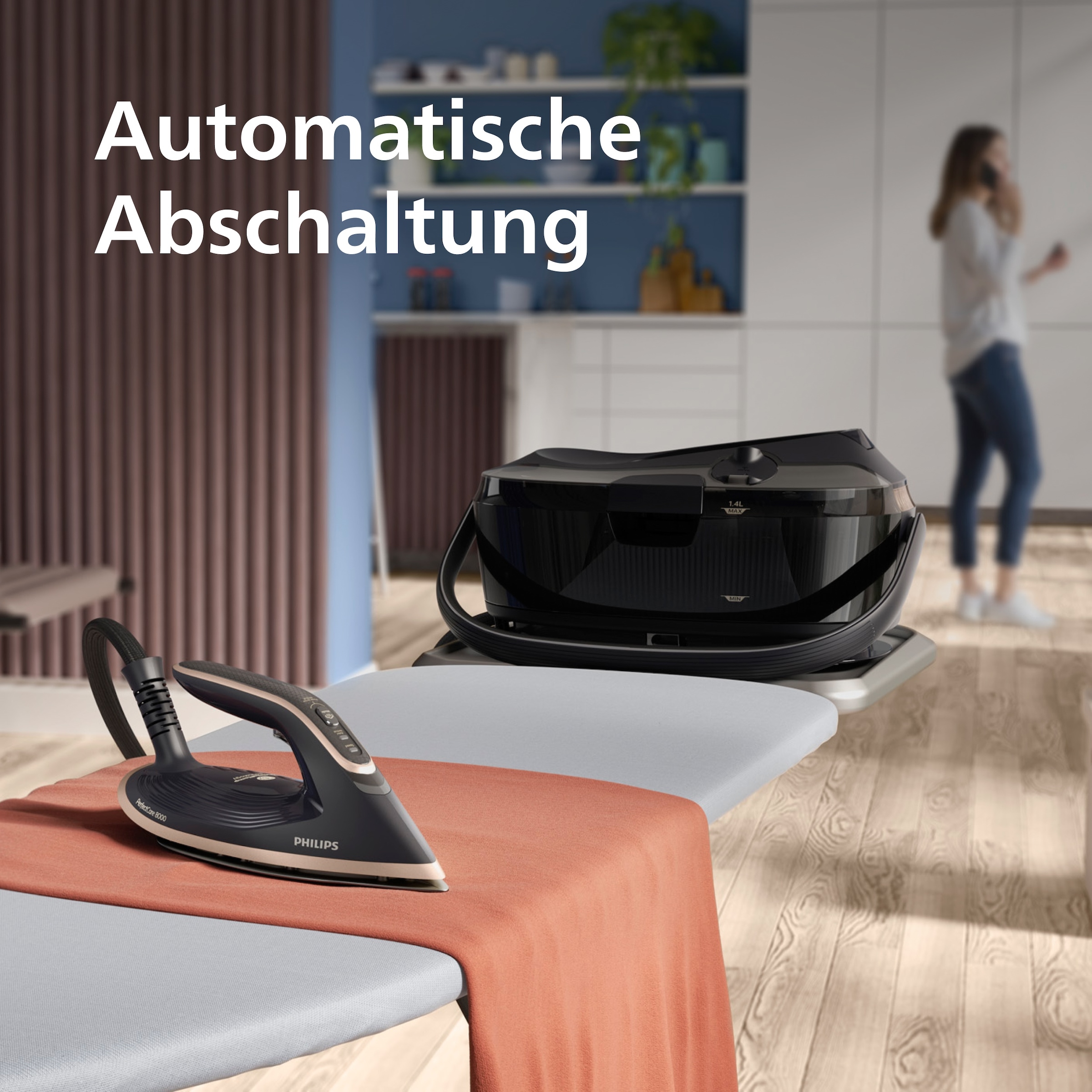 Philips Dampfbügelstation »PerfectCare 8000 Series PSG8300/80, Schwarz/Gold«, 3.120 Watt, OptimalTemp & TurboPower-Dampfmotor, 850 gr Dampfstoß