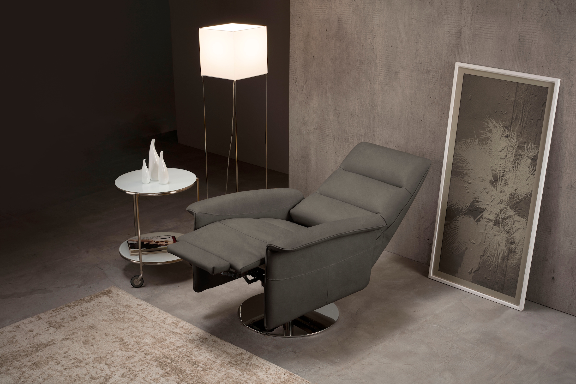 Egoitaliano Sessel »Kelly Designsessel, Clubsessel & Relaxsessel, bequem, zeitlos elegant« drehbar, manuelle Relaxfunktion mit Push-Back-Mechanismus