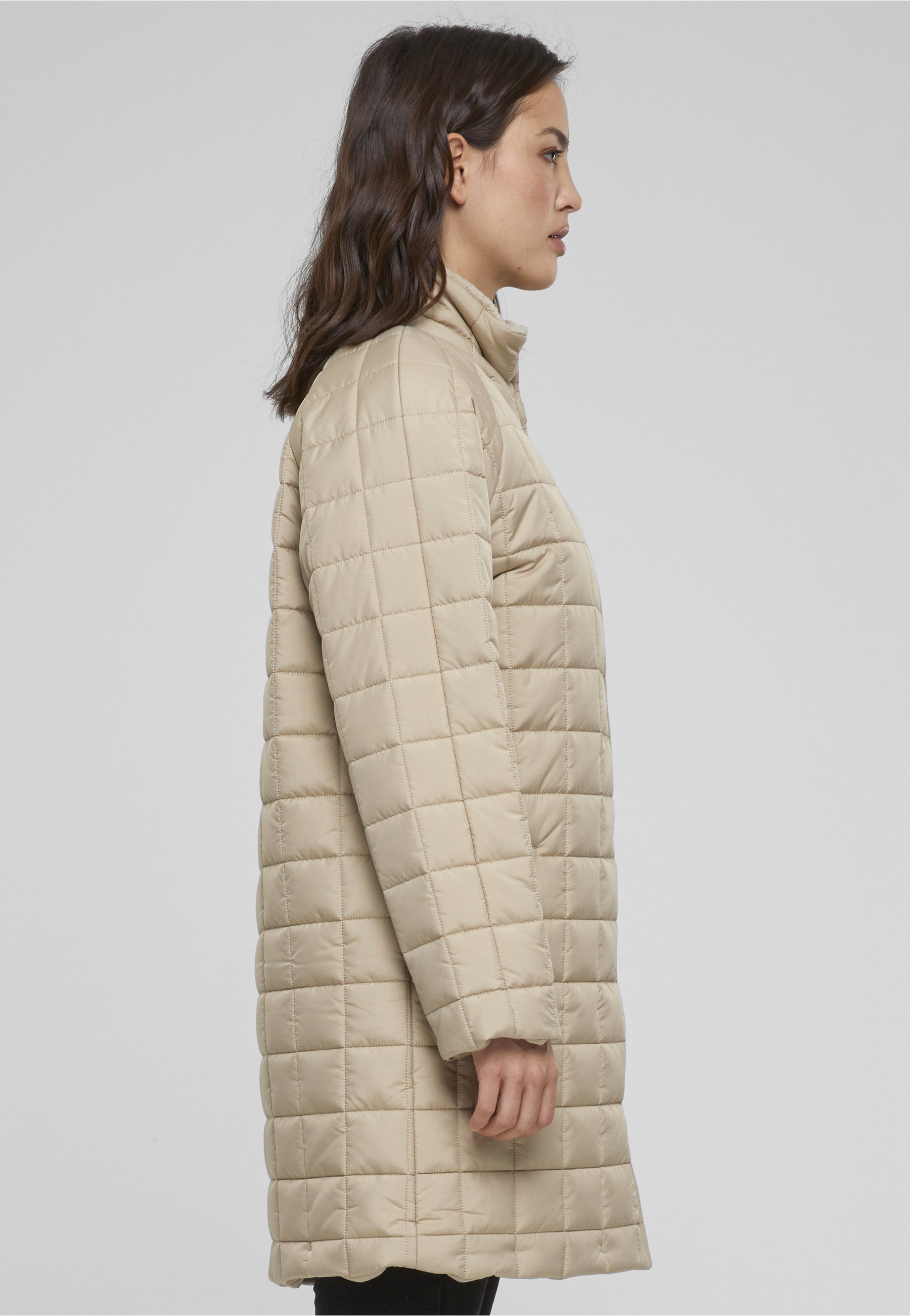 URBAN CLASSICS Winterjacke »Urban Classics Damen Ladies Quilted Coat« 1 Stk. tlg. ohne Kapuze