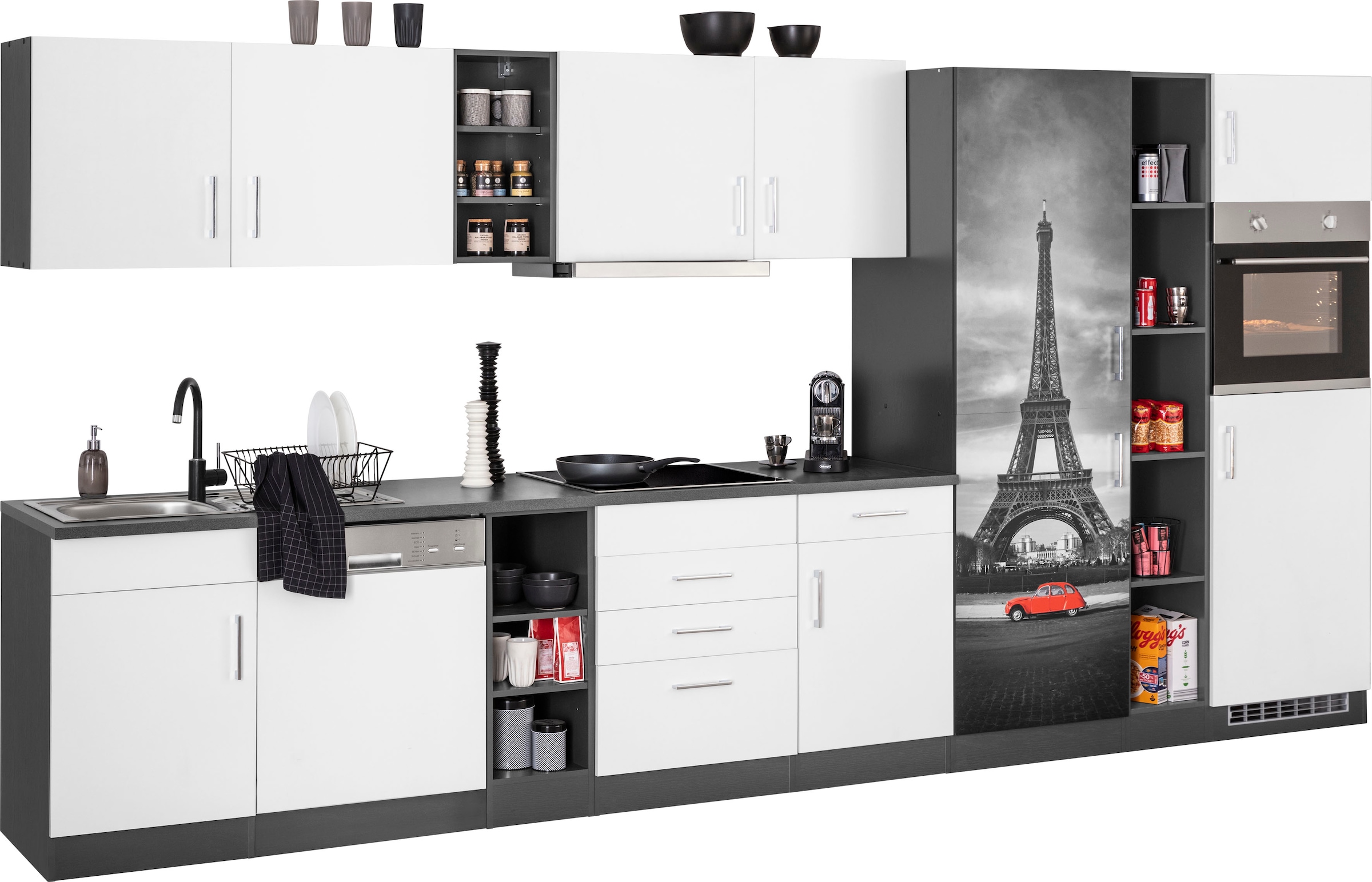 HELD MÖBEL Küchenzeile »Paris«, mit E-Geräten, Breite 400 cm