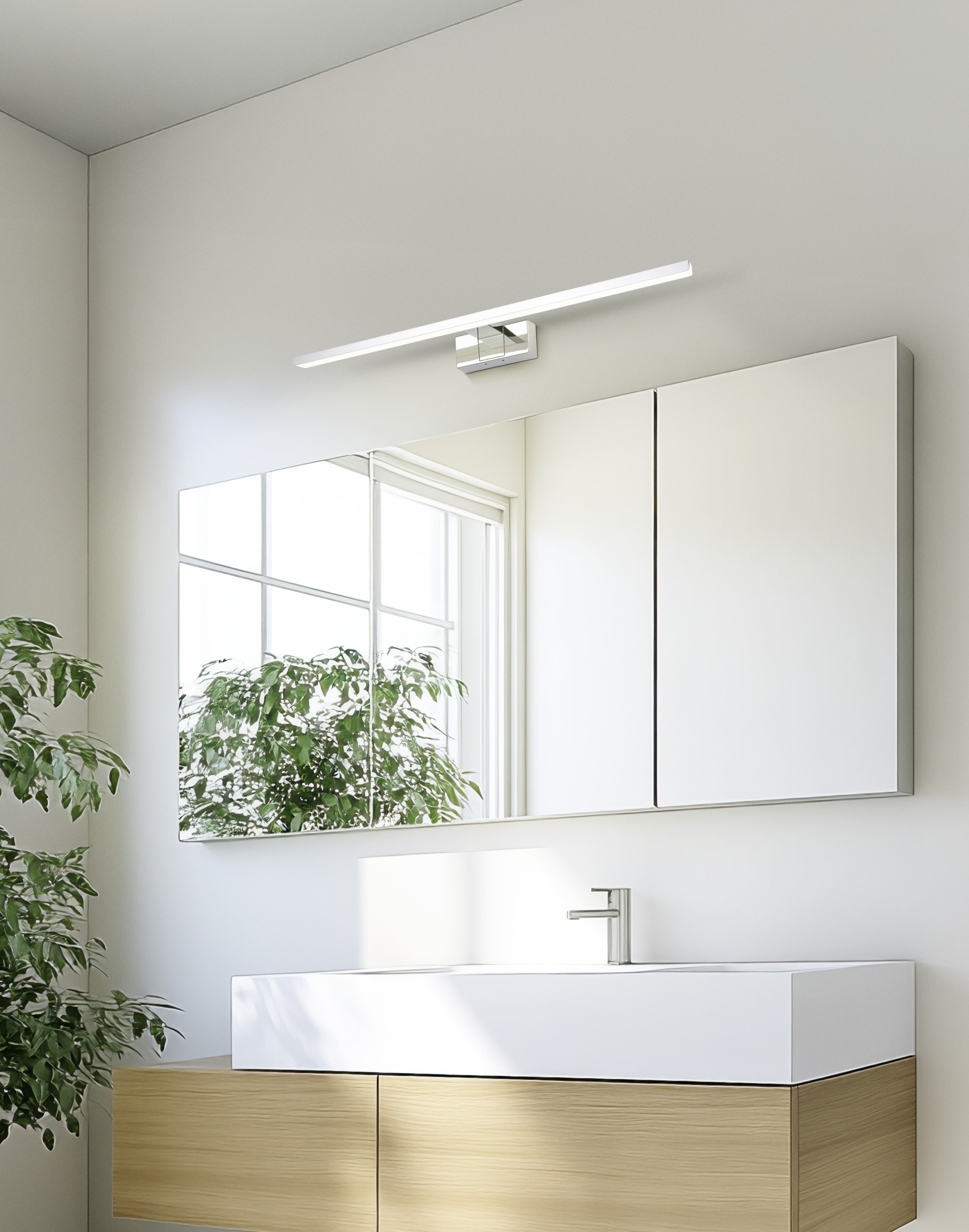 EGLO Spiegelleuchte »CONETTILLA Spiegellampe - Alu - LED - 10W - IP44« LED-Modul 1 Stk. Kaltweiß | Neutralweiß | Warmweiß Wandlampe, Badezimmerlampe, Bad, L60 x H5 x AL13 cm