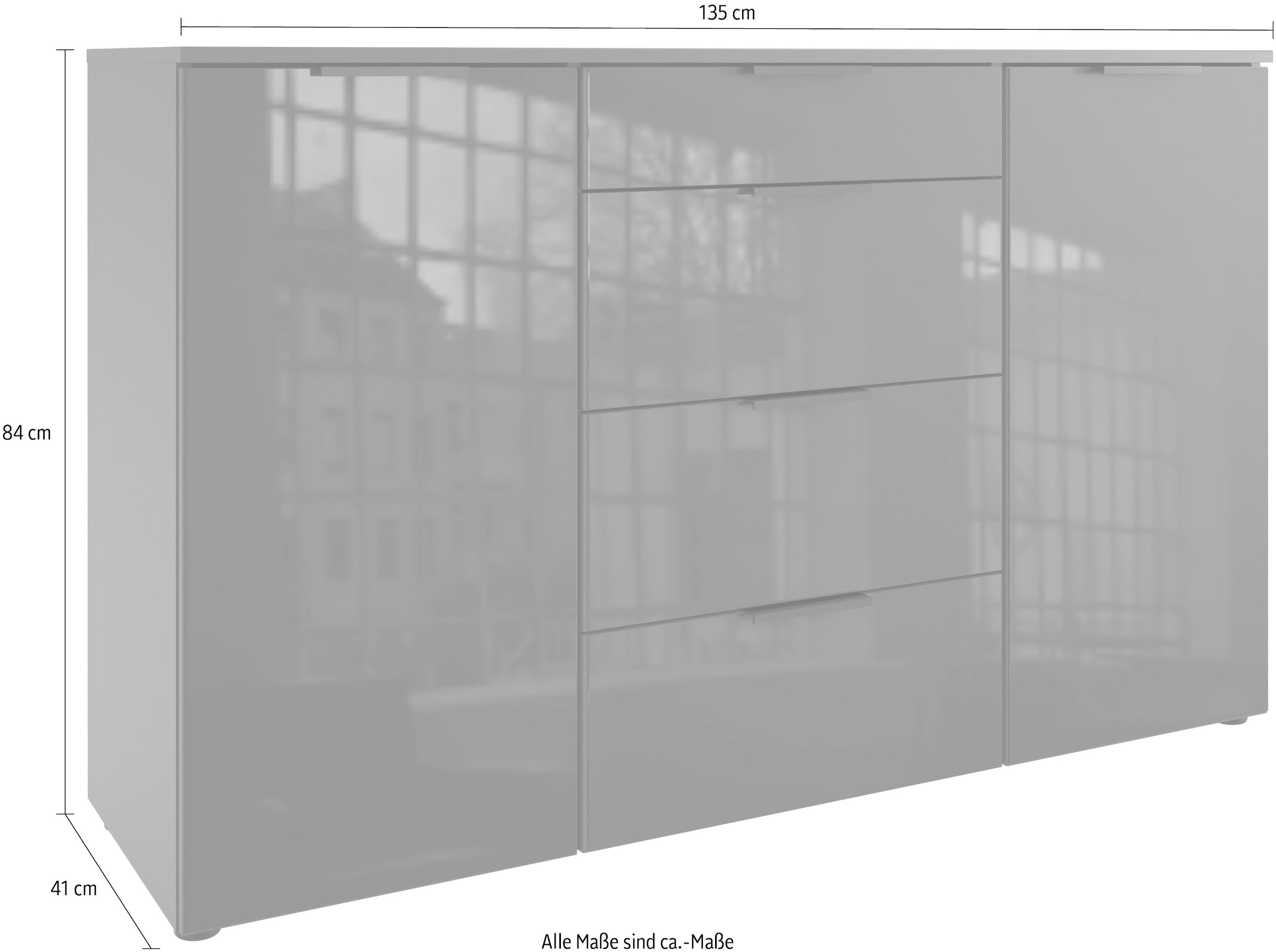 Wimex Kombikommode »Level36 C by fresh to go«, mit Glaselementen auf der Front, soft-close Funktion, 135cm breit
