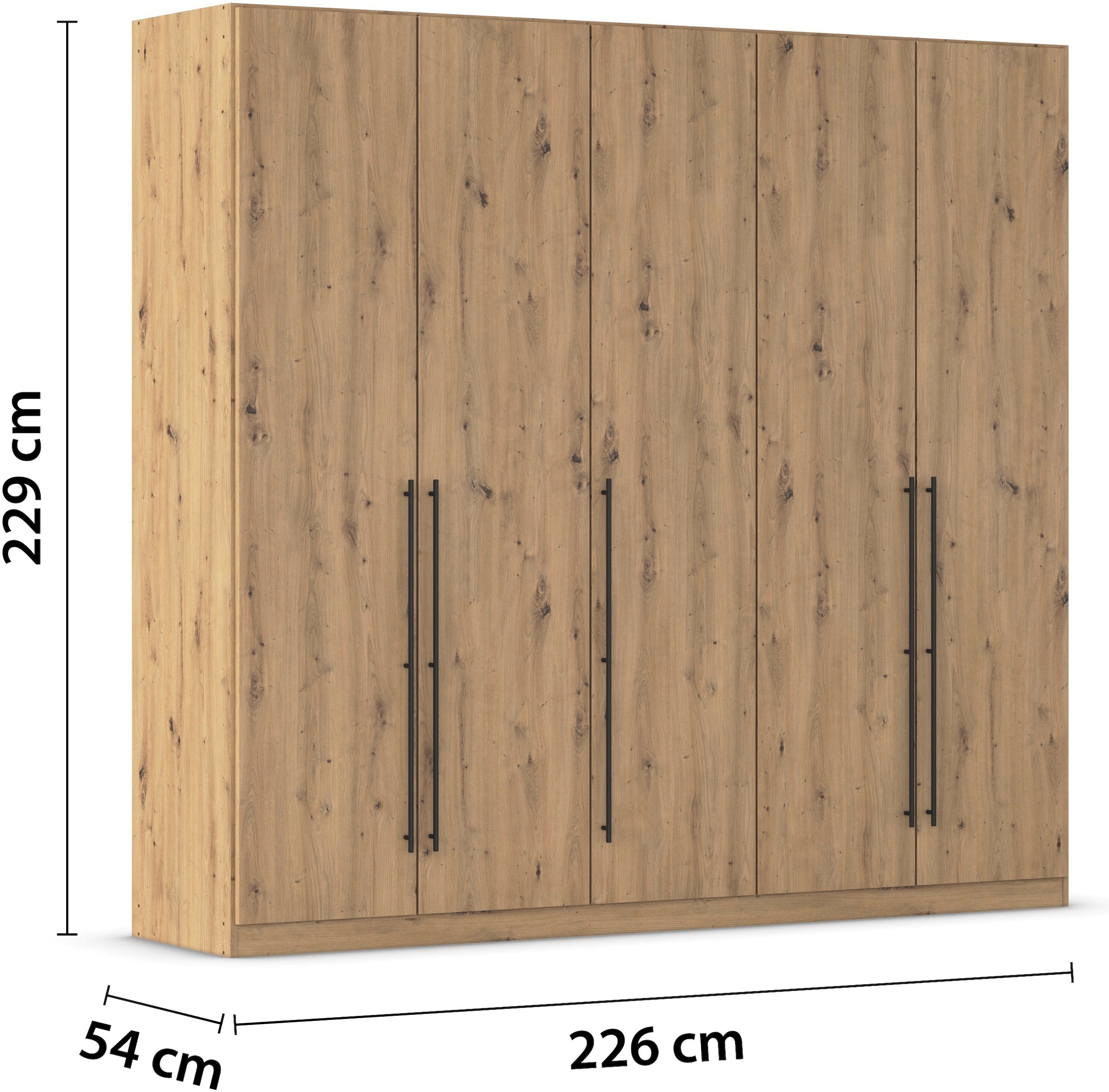 rauch Kleiderschrank »Drehtürenschrank Schrank Garderobe Wäscheschrank Schlafzimmer AVOLA«, (in 3 verschiedenen Ausstattungen BASIC/CLASSIC/PREMIUM), mit hochwertigen Stangengriffen in Schwarz aus Metall MADE IN GERMANY