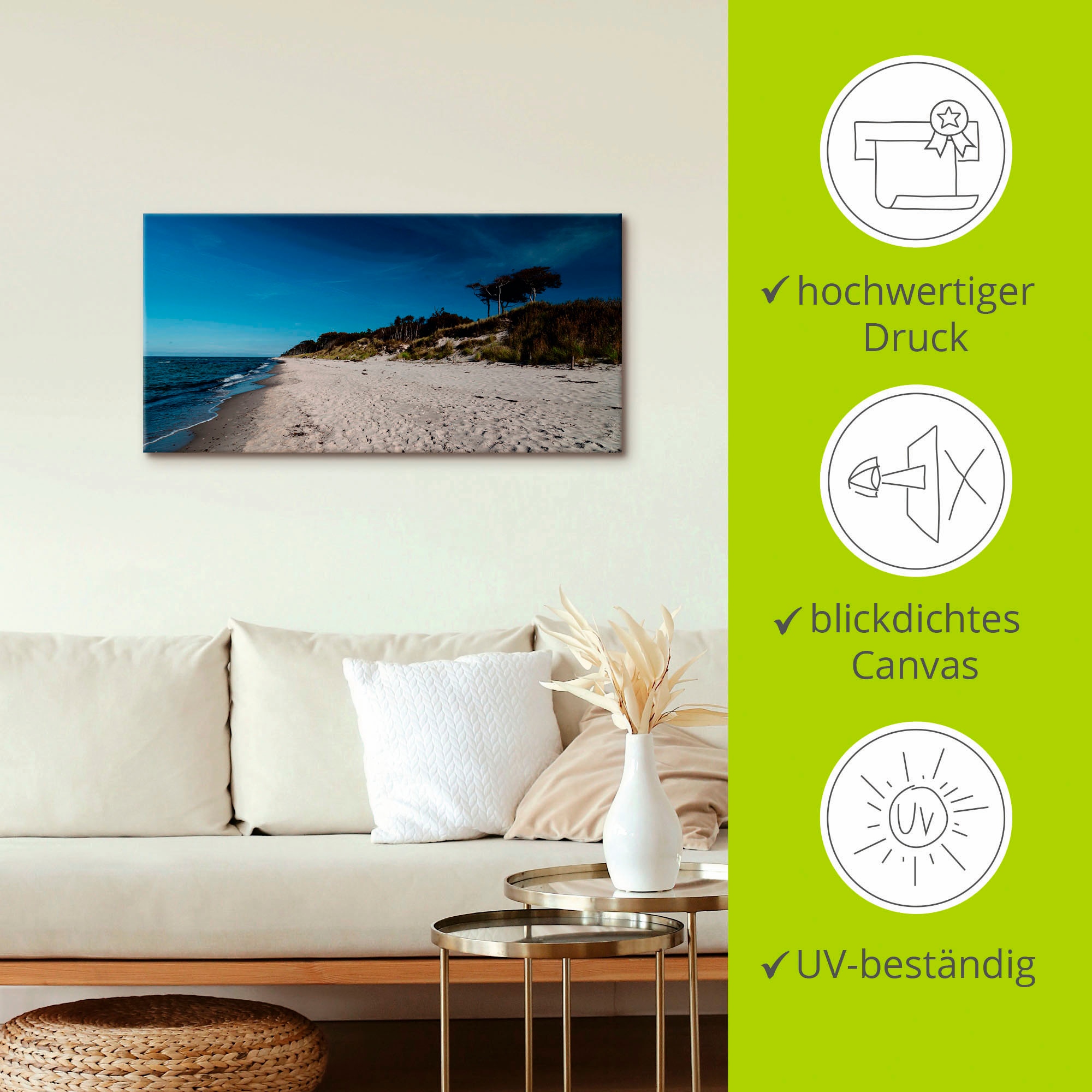 Artland Wandbild »Am Weststrand- Ostsee - Darss«, Strand, (1 St.), als Leinwandbild in verschied. Größen