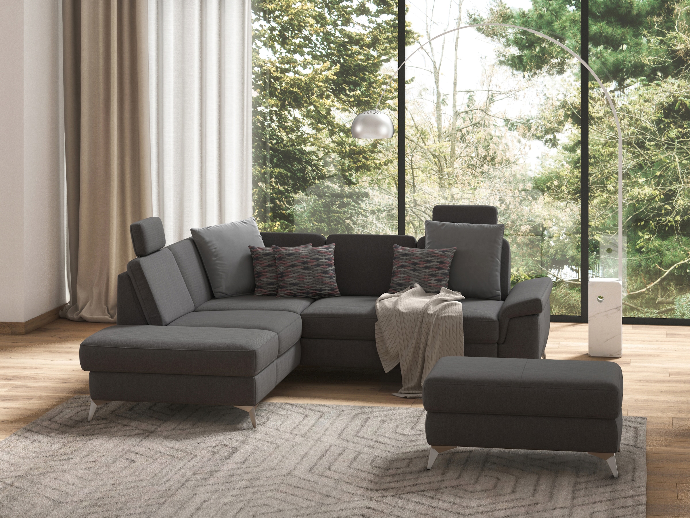 sit&more Ecksofa »Padua L-Form«, inklusive Sitztiefenverstellung, Armteilfu günstig online kaufen