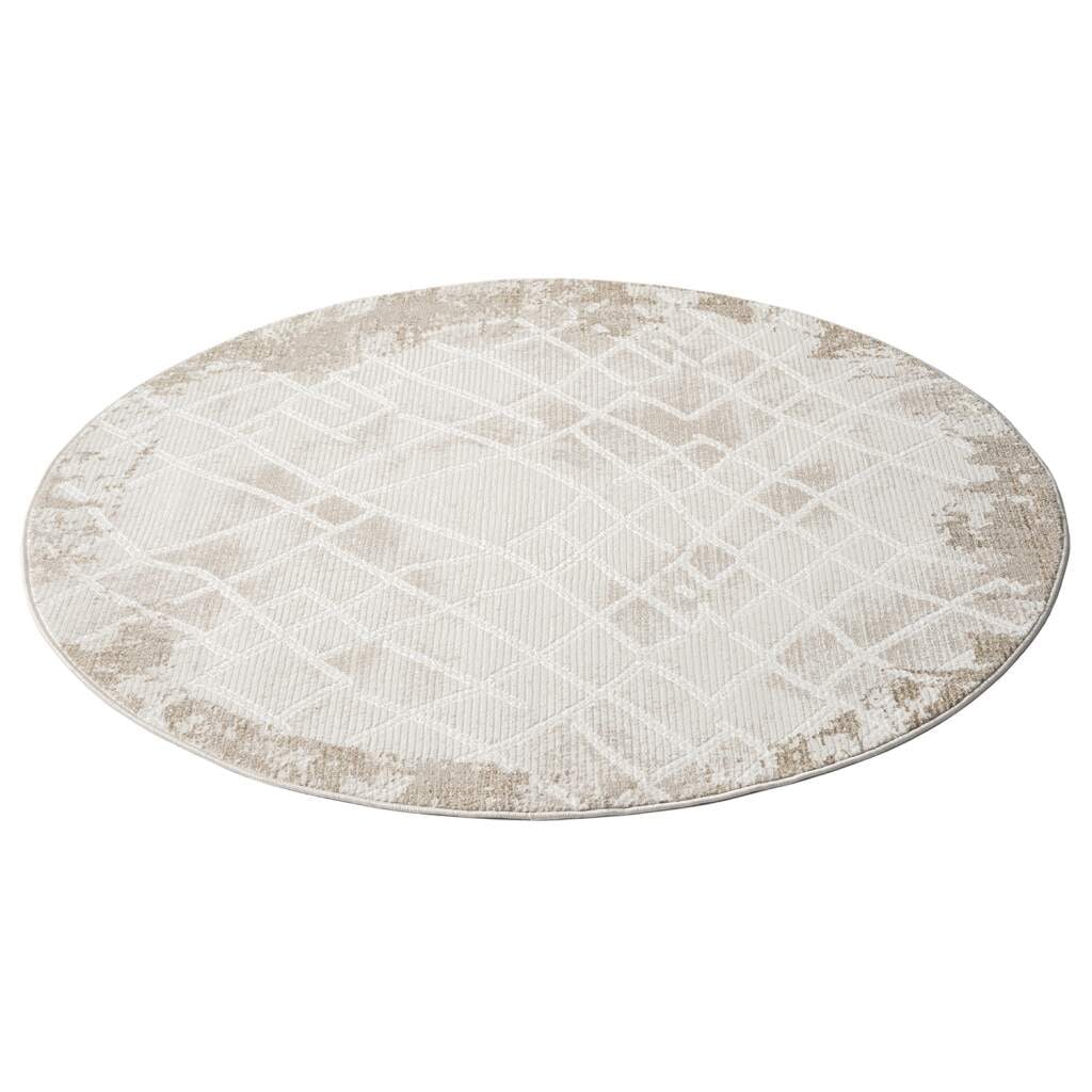 Carpet City Teppich »ANTIK215«, rund, 10 mm Höhe, Kurzflor, 3D-Optik, Klassisch-Modern für Wohnzimmer, Schlafzimmer