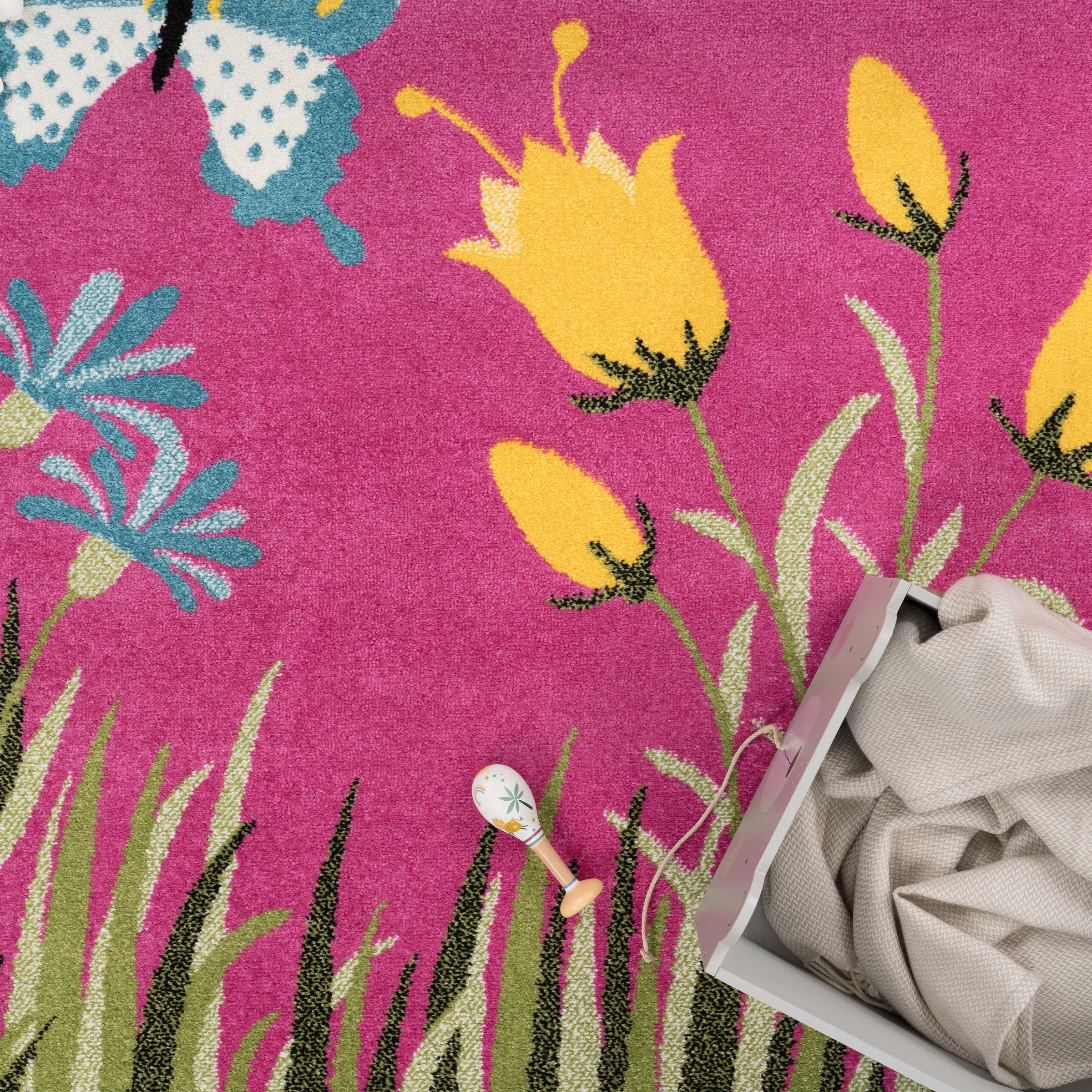 Paco Home Kinderteppich »Alma 940«, rechteckig, 14 mm Höhe, Kurzflor, Kinder Design, Motiv Schmetterlinge, Kinderzimmer