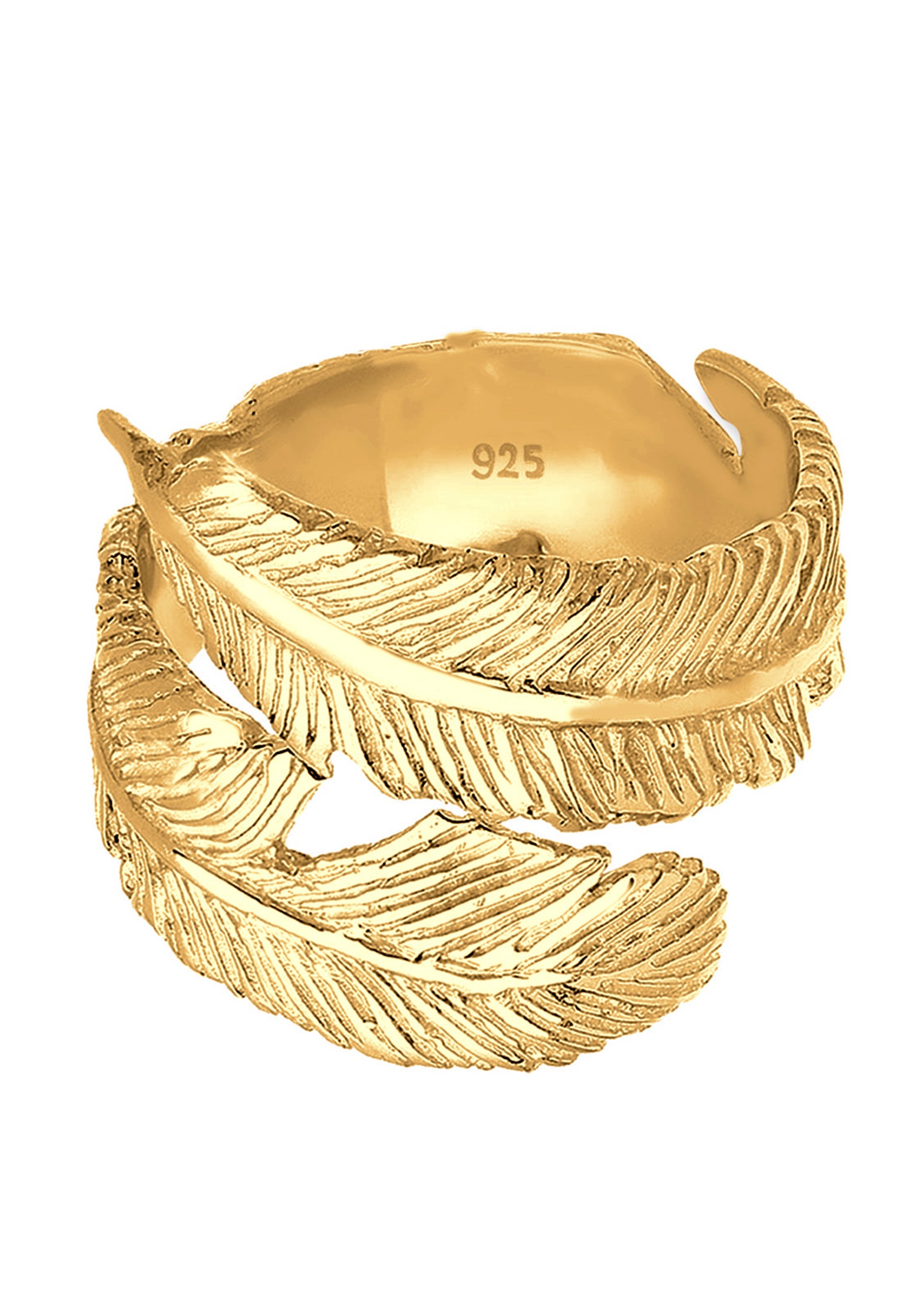Elli Fingerring »Offen mit Feder Design 925 Silber«