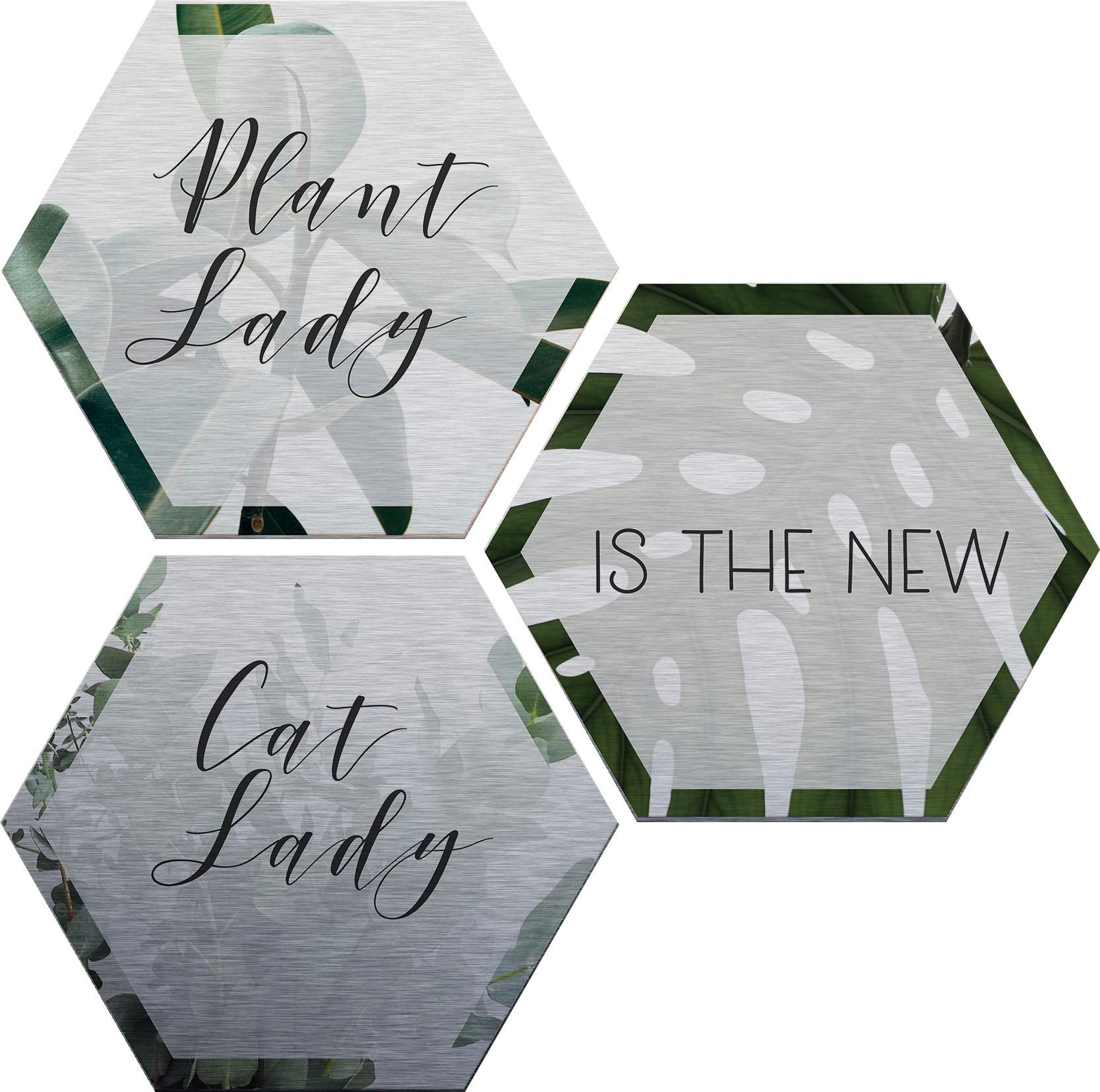 Wall-Art Metallbild »Plantlady is the new Catlady«, (Set), Metallposter Col günstig online kaufen