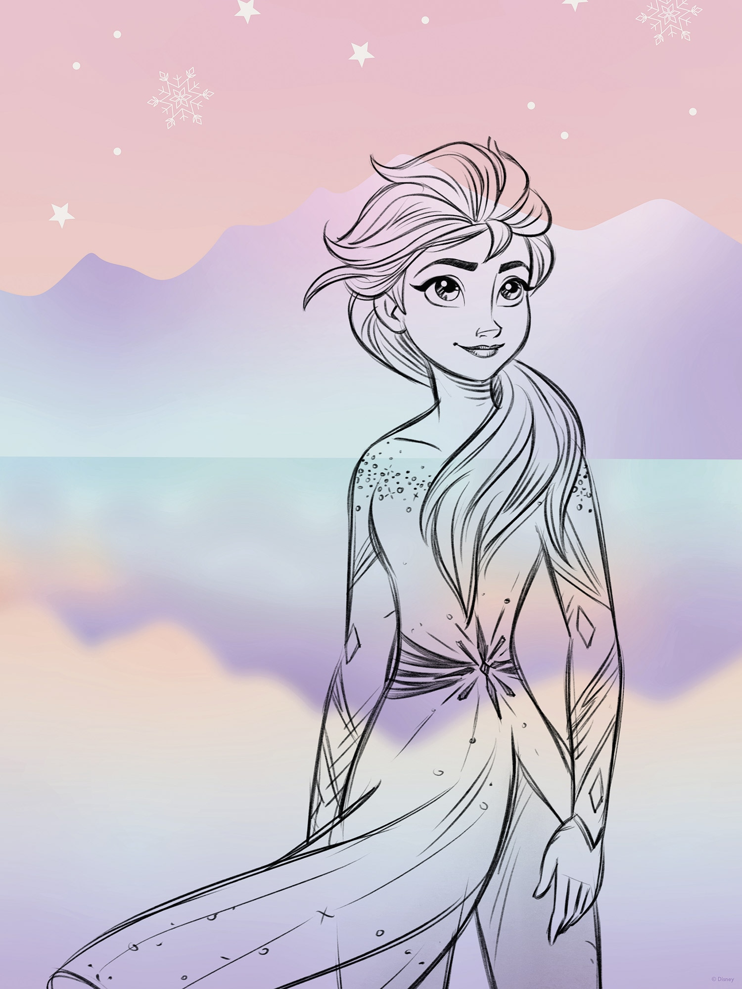 Komar Wandbild »Disney Frozen Pastell Lights«, Disney, (Set, 1 St.), 30 x 40 cm (Breite x Höhe) - Kinderzimmer, Dekoration