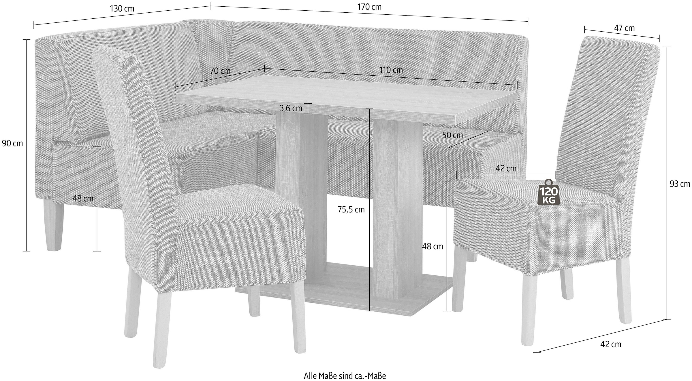 Home affaire Eckbankgruppe »Hellen«, (Set, 4 tlg.), im rustikalen Landhausstil