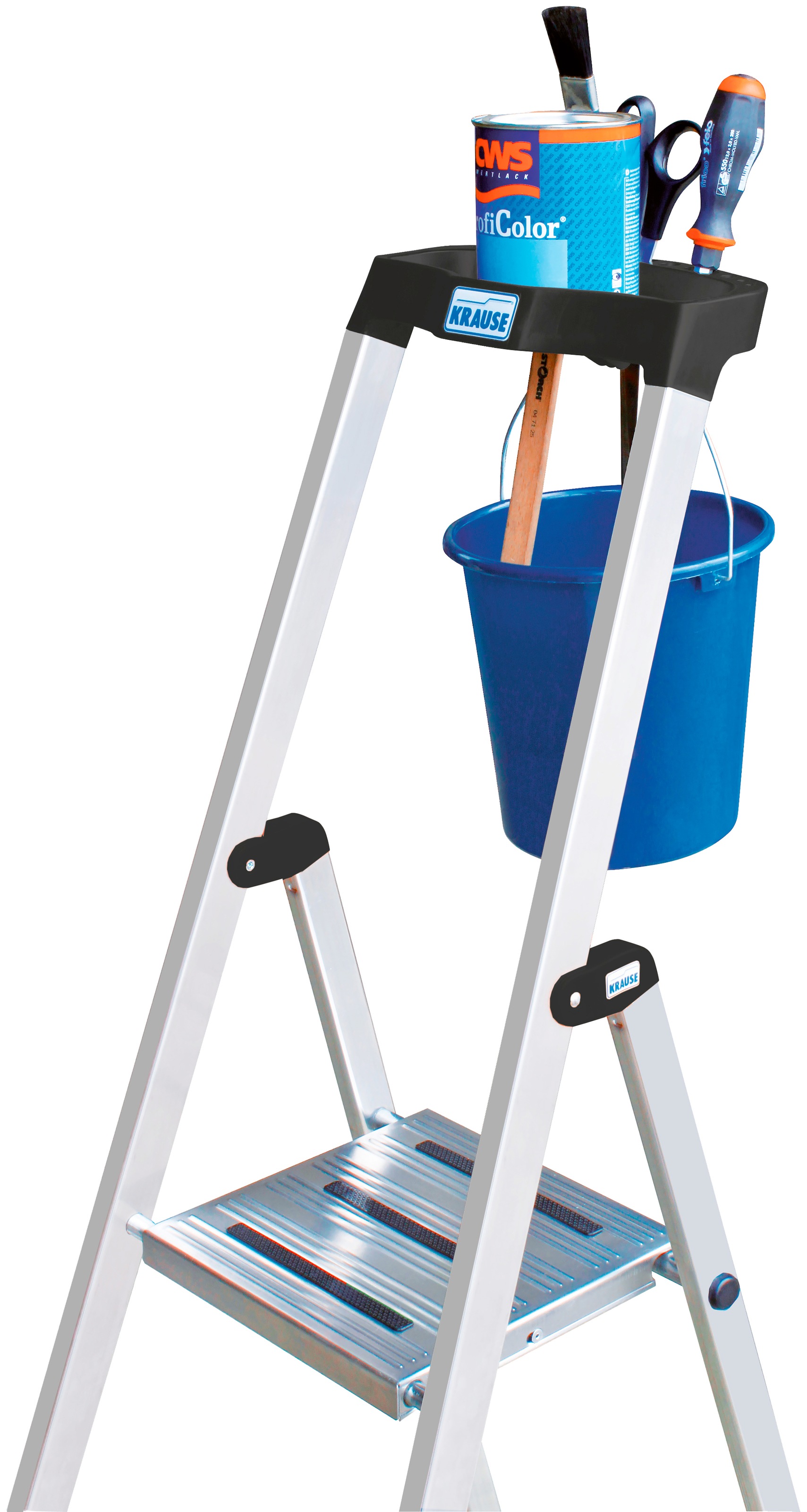 KRAUSE Stehleiter »Safety«, Aluminium, 1x4 Stufen, Arbeitshöhe ca. 285 cm