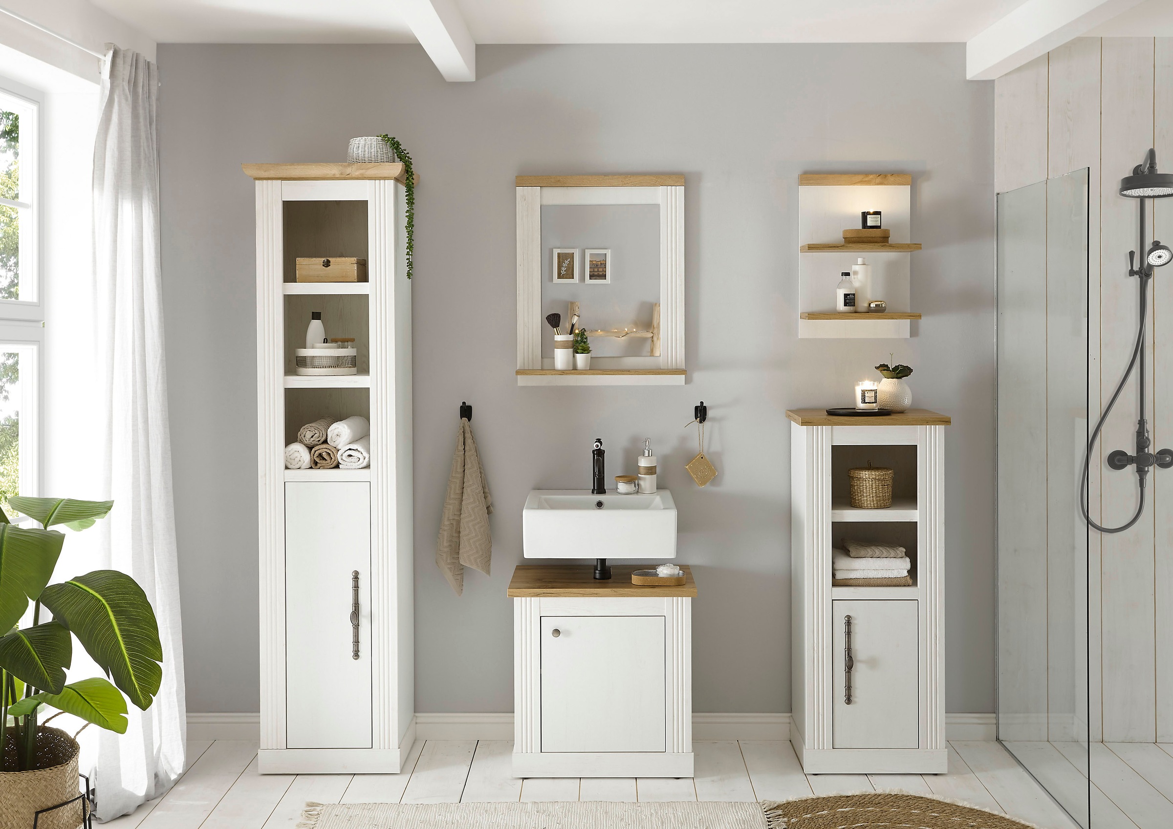 Home affaire Badmöbel-Set »WESTMINSTER, Bad im Landhausstil, 5-teiliges Bad günstig online kaufen