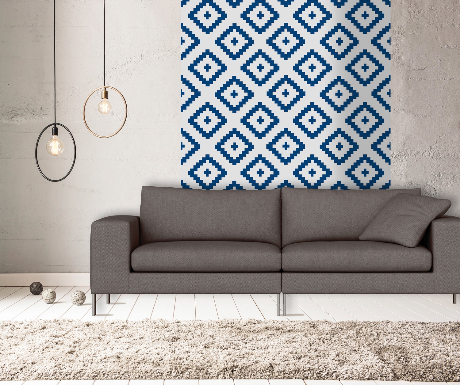 queence Vinyltapete »Olm - blau«, bedruckt-3D-Optik-clean-Motiv, 90x250cm, selbstklebend, kinderleichte Anbringung, Sticker