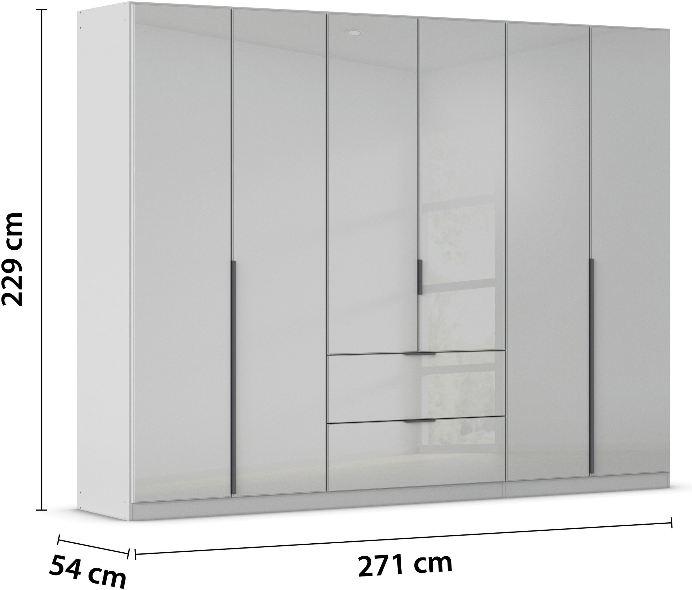rauch Drehtürenschrank »Kleiderschrank Kleiderschränke Schrank Garderobe AGORDO mit Glasfront«, (in zwei Griff-Farben, Breiten 91-360 cm), mit Außenschubkästen, in 7 Breiten und 2 Höhen MADE IN GERMANY