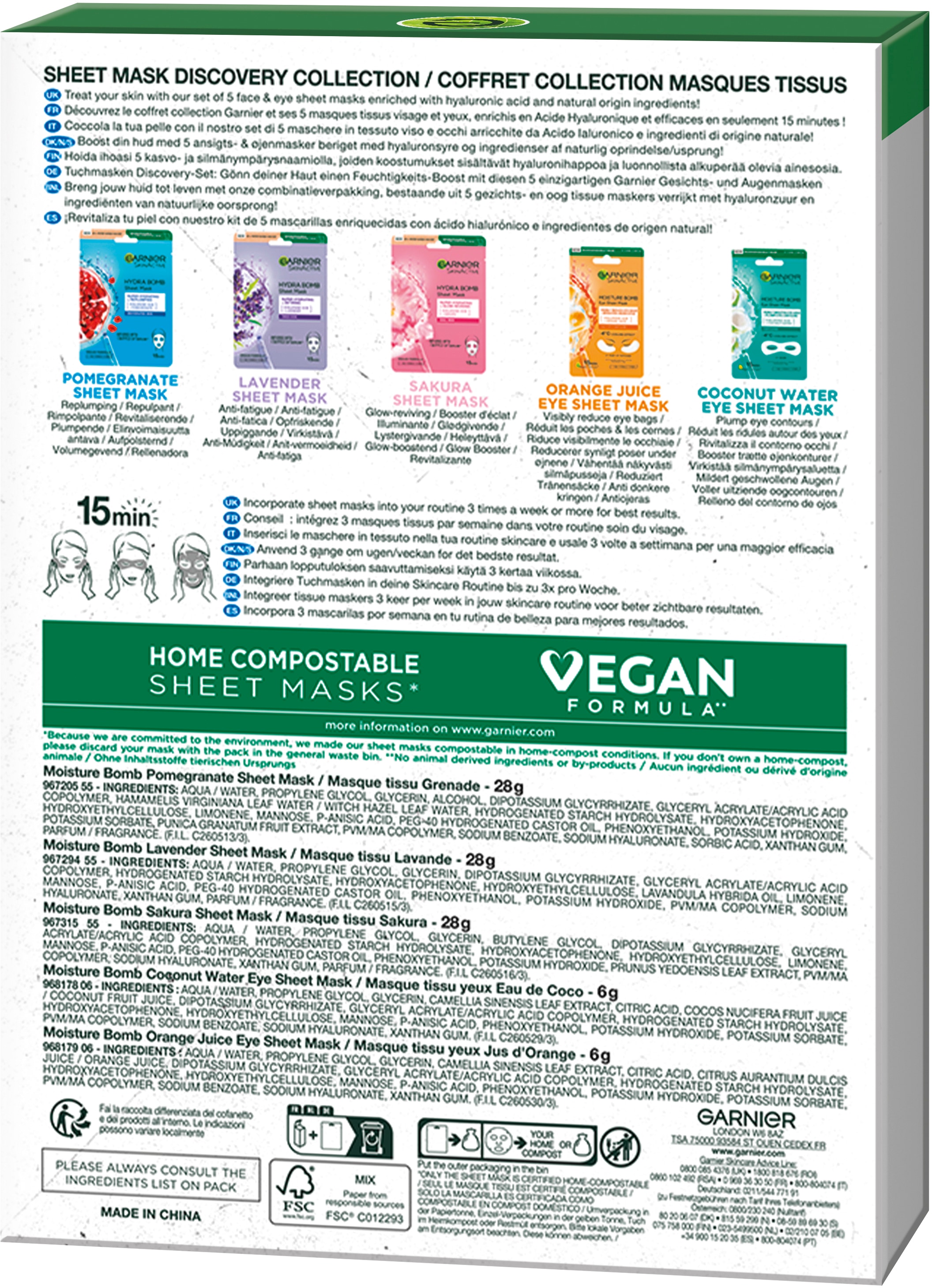 GARNIER Tuchmaske »Sheet Mask Discovery Collection«, mit hoher Wirksamkeit