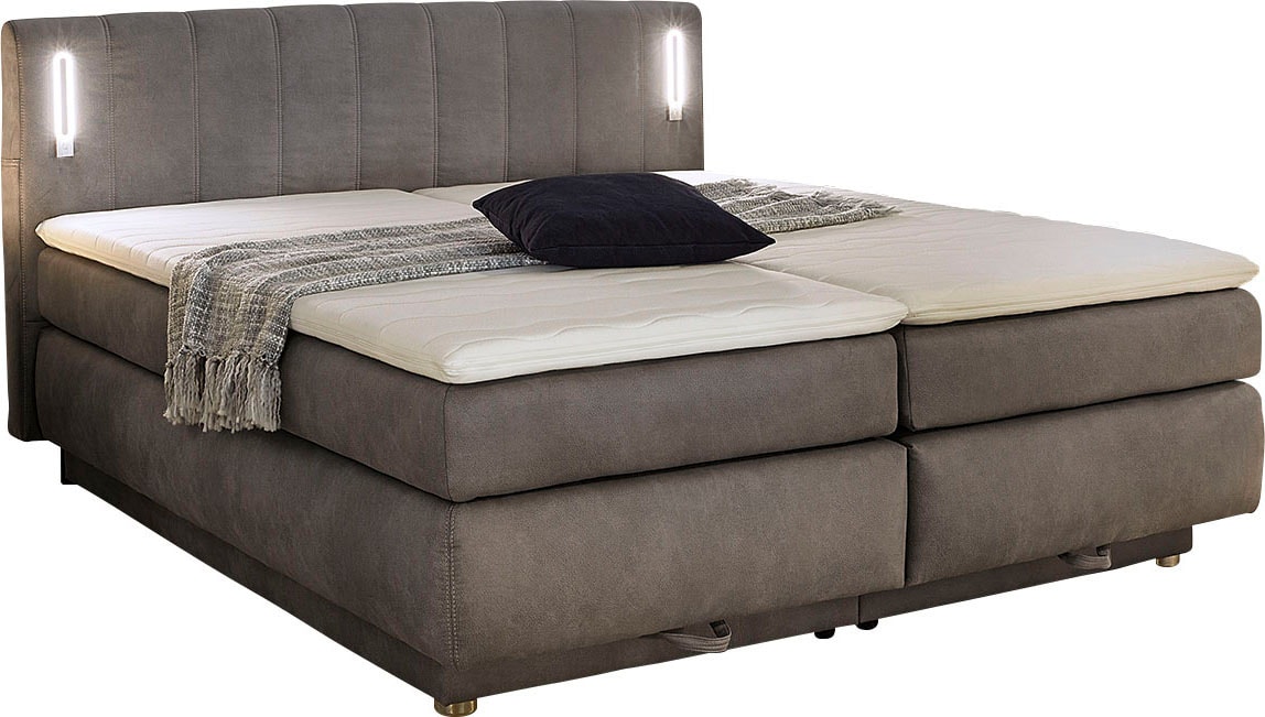 Jockenhöfer Gruppe Boxspringbett Kati, mit Topper, Bettkasten, dimmbare LED-Beleuchtung und USB Ladeport
