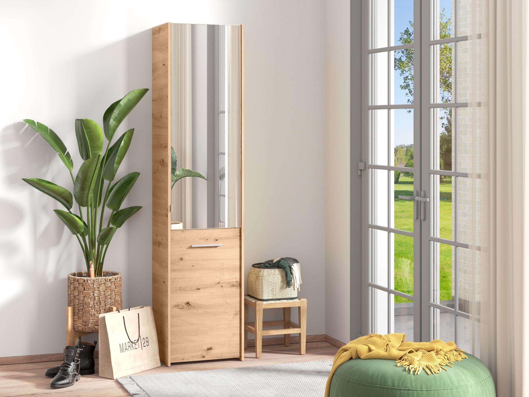 INOSIGN Schuhschrank »Menorca Schuhkommode, Lagerschrank, Schuhregal, Breite 47 cm«, mit zwei Türen, in modernen und eleganten Farben, mit einem Spiegel