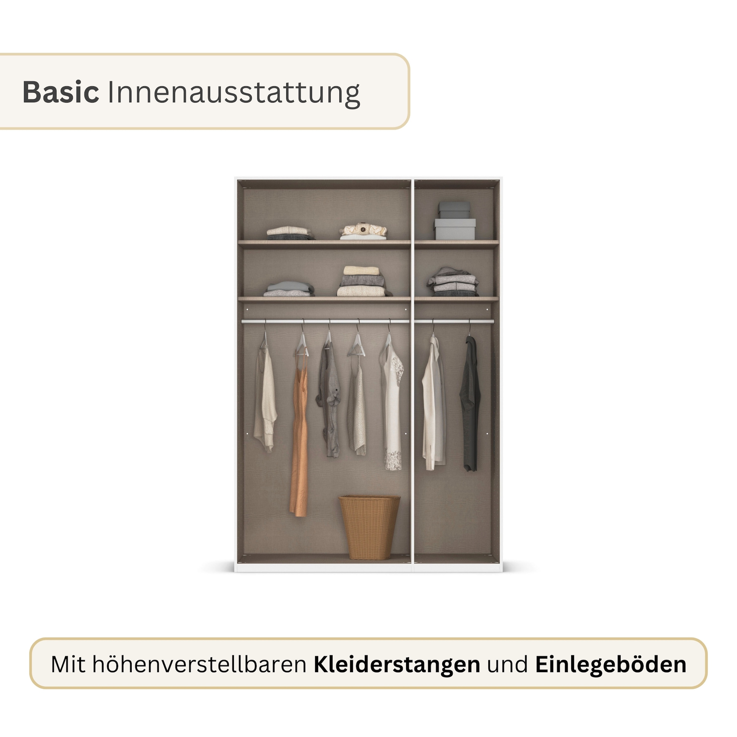 rauch Drehtürenschrank »Schrank Garderobe SKAT SHINE Breiten 151/201/251/301cm, Höhe 223/235cm« 3 verschiedene Ausstattungen BASIC/CLASSIC/PREMIUM (inkl. SOFT-CLOSE),  edle Schrankfront mittig hochwertige Glasrahmentüren MADE IN GERMANY