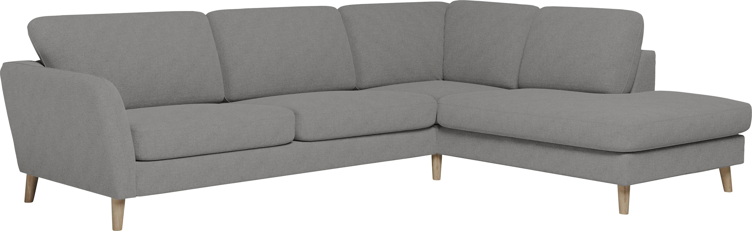 Home affaire Ecksofa »MARSEILLE 278/202 cm, L-Form, Ottom. rechts/links, verschiedene Bezüge« Massivholzbeine Eiche, Landhausstil, Wellenunterfederung