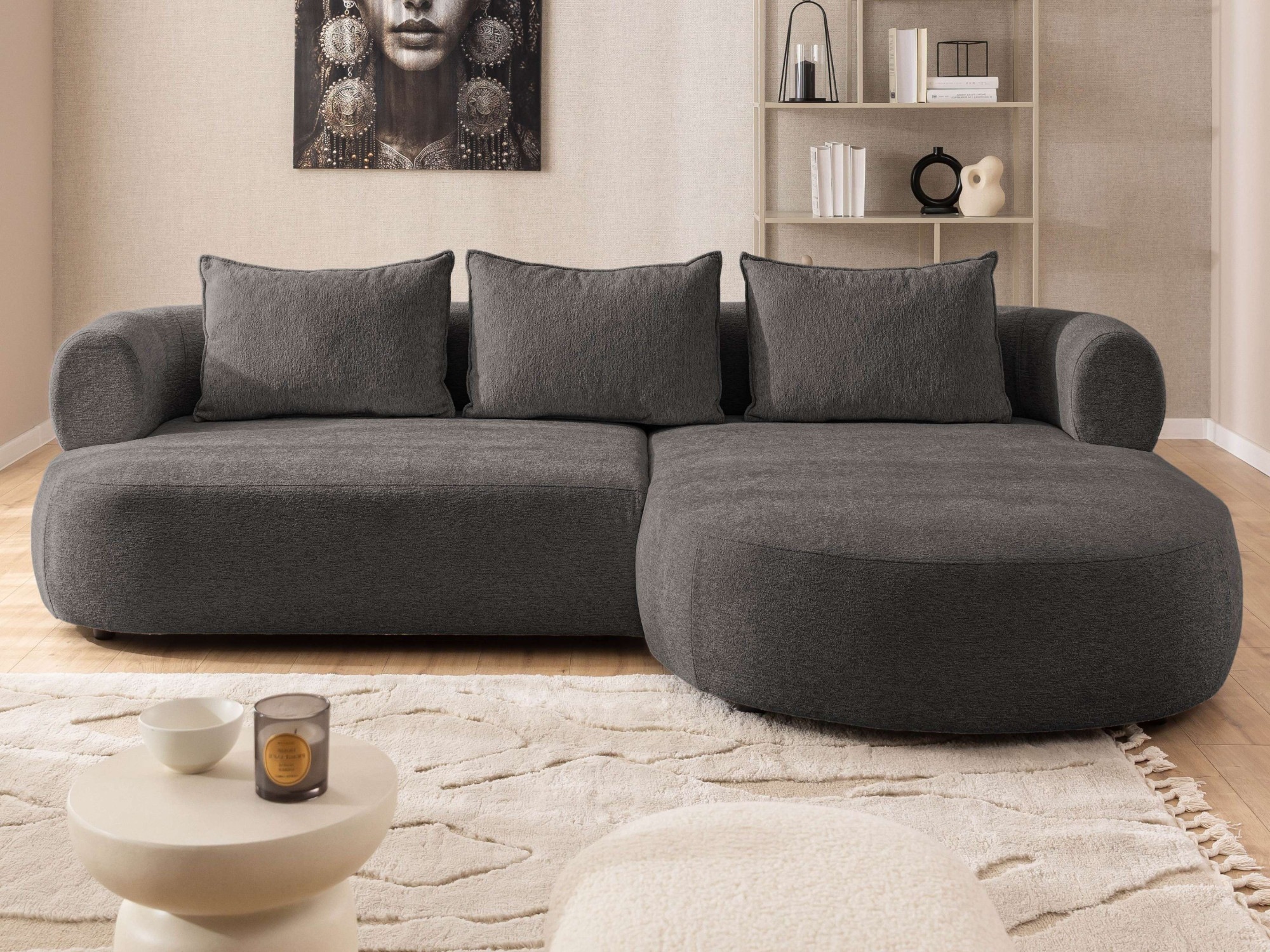 Home affaire Ecksofa »LUSSAC L-Form Design-Sofa mit Zierkissen, Maße B/T/H: günstig online kaufen
