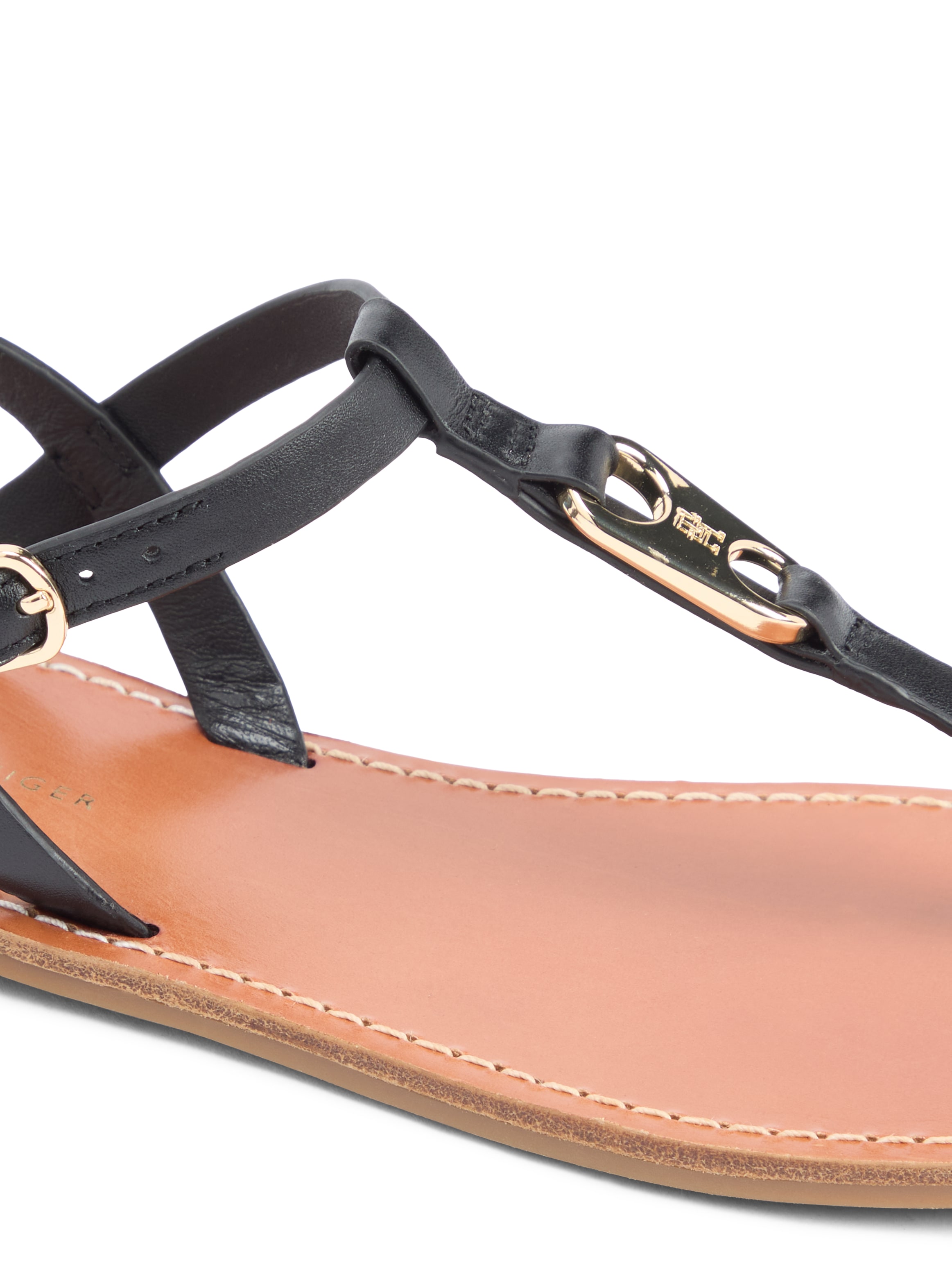 Tommy Hilfiger Riemchensandale »LEATHER THONG SANDAL«  Sommerschuh, Sandalette mit Schmucklogo