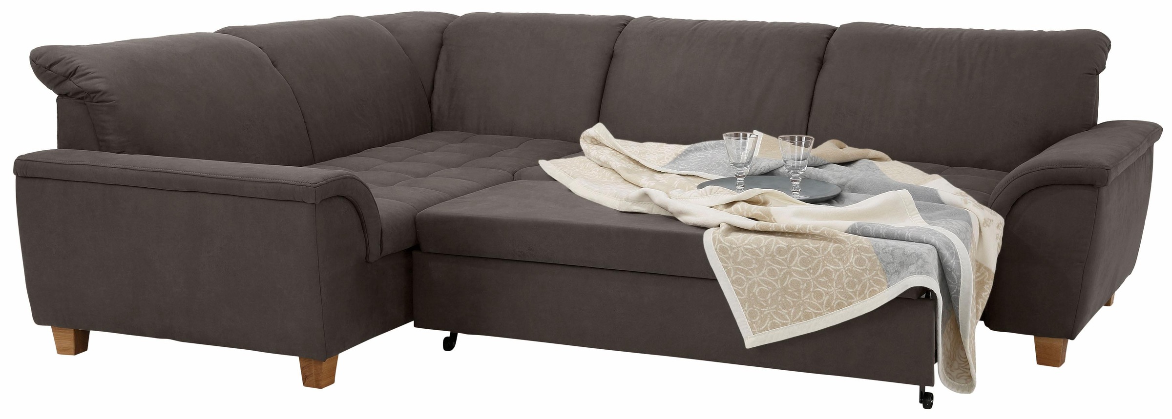 Home affaire Ecksofa »Lyla L-Form«, wahlweise mit Rückenfunktion und Bettfunktion