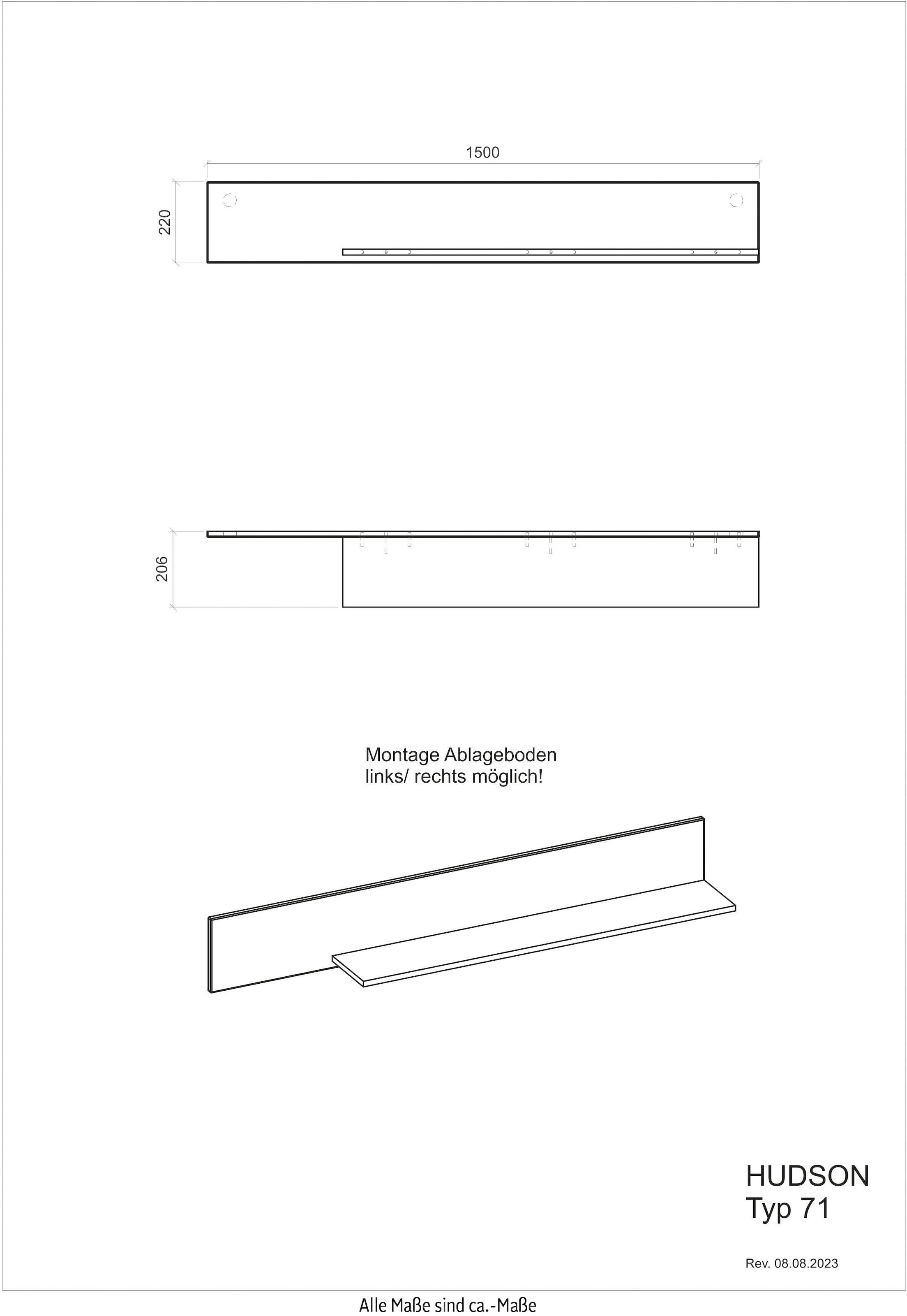 INOSIGN Wandboard »Hudson«, in moderner Trendfarbe, Breite 150 cm