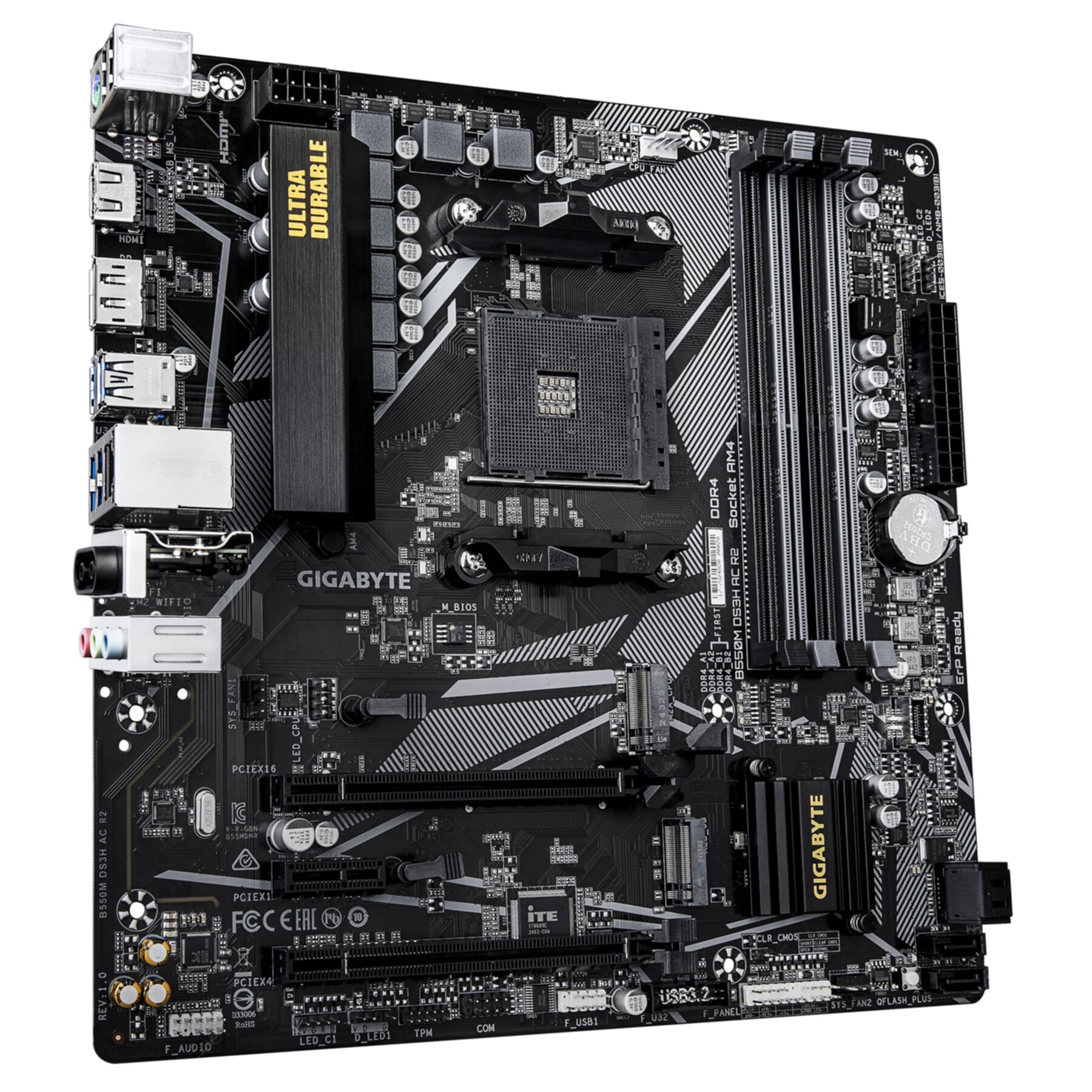 Gigabyte Mainboard »B550M DS3H AC R2 Mainboard – AMD Ryzen 5000 Prozessoren, 5+3 Phasen VR«