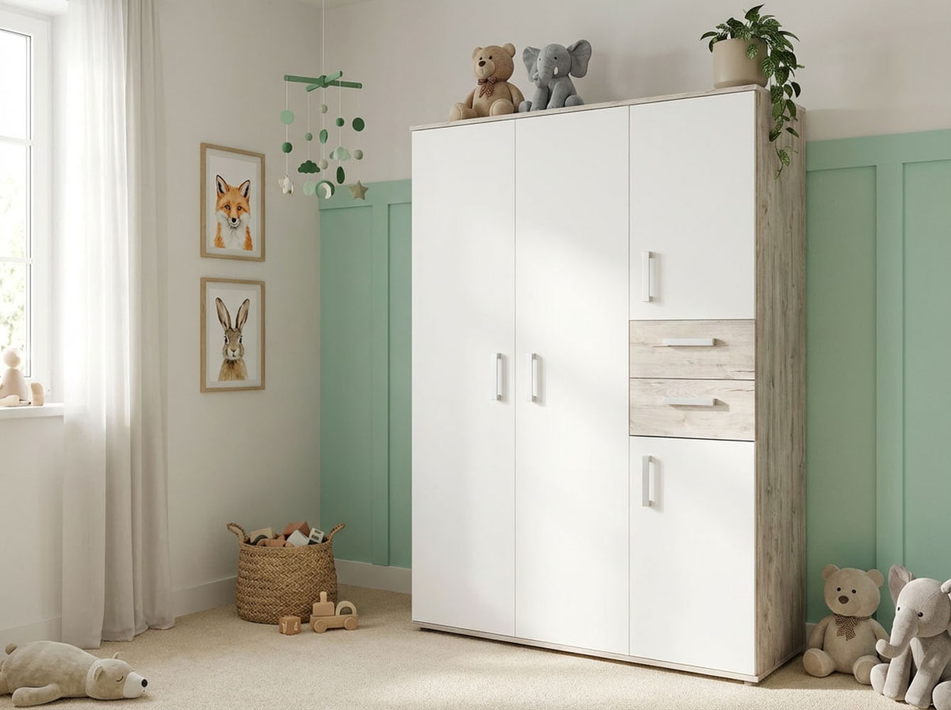 arthur berndt Babyzimmer-Komplettset »Bente« Set, Kinderbett, Schrank, Wickelkommode, 3 Stk. tlg. Made in Germany; mit Kinderbett, Schrank und Wickelkommode