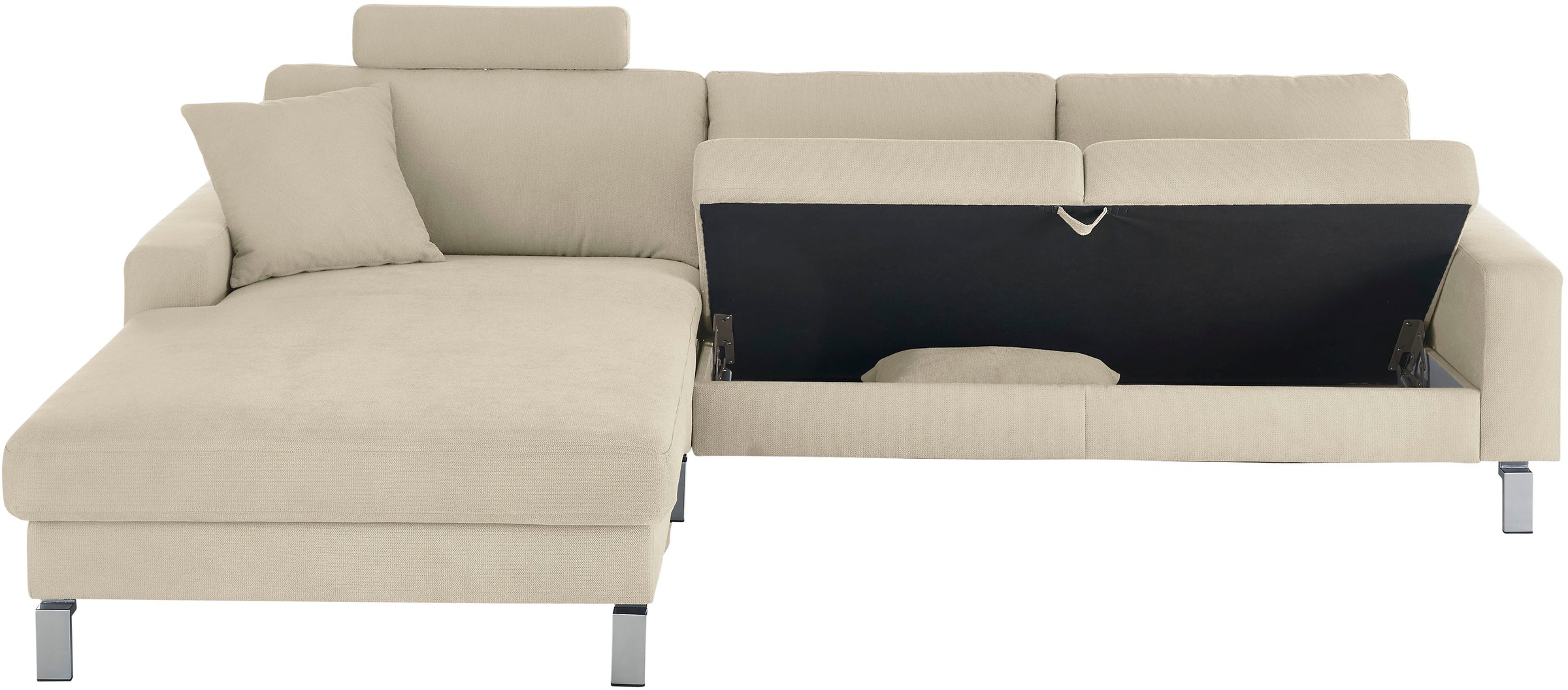 3C Candy Ecksofa »Lecce, wahlweise PUR-Schaumstoff oder Tonnentaschenfederkern«, Bett im 2,5-Sitzer, teilmotorische Schlaffunktion im Longchair, L-Form