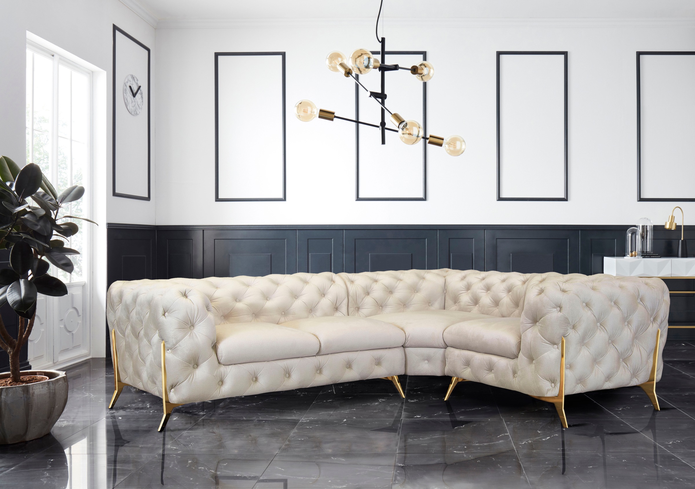 Leonique Chesterfield-Sofa »Amaury L-Form«, moderne Chersterfield-Optik, Br günstig online kaufen