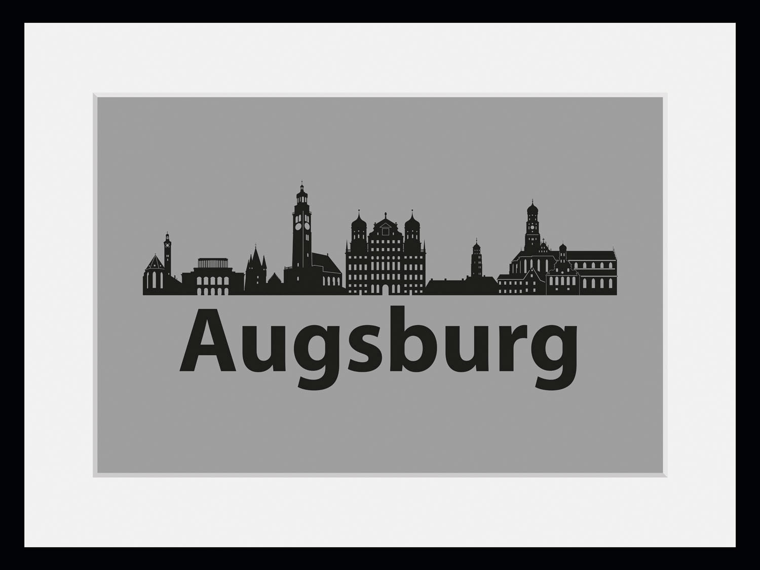 queence Bild »Augsburg Skyline«, Städte-Stadt-Deutschland-Gebäude, (1 St.), HD Premium Poster-Druck inkl. Holzrahmen