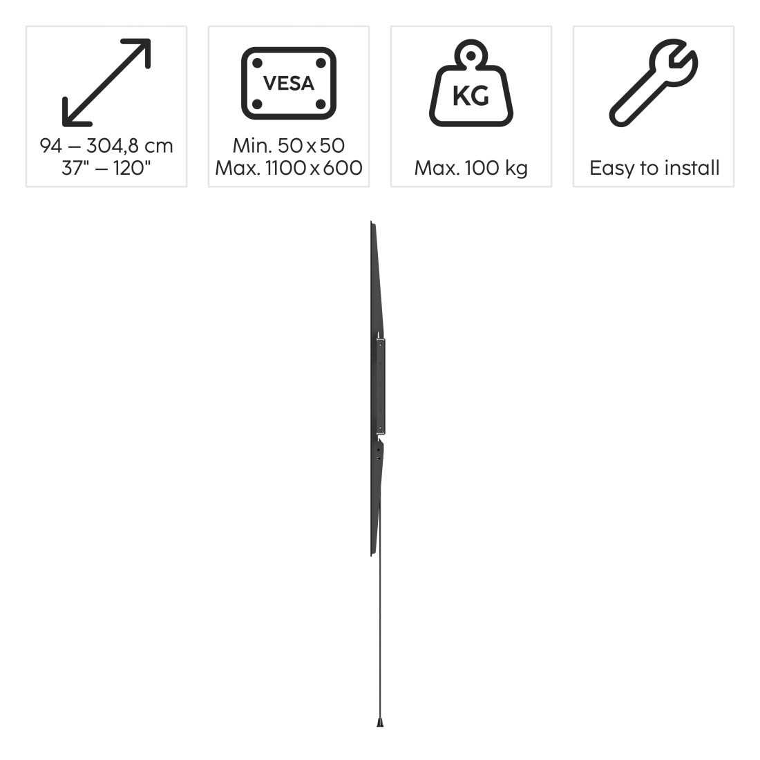 Hama TV-Wandhalterung »Wandhalterung (fix, 37" - 120", VESA 1100x600)«, bis 304,8 cm Zoll