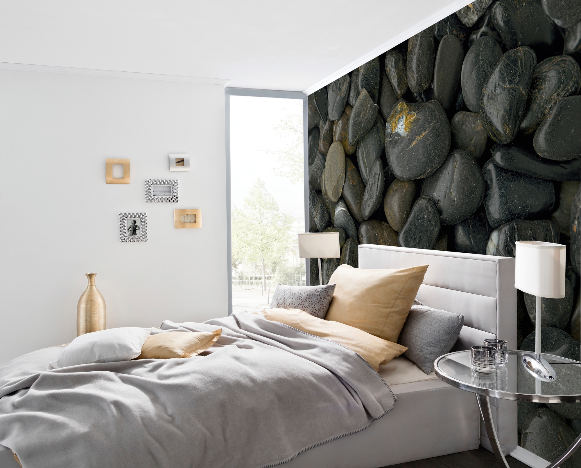 Architects Paper Fototapete »Pebble Stone Black«, Vlies, Wand, Schräge