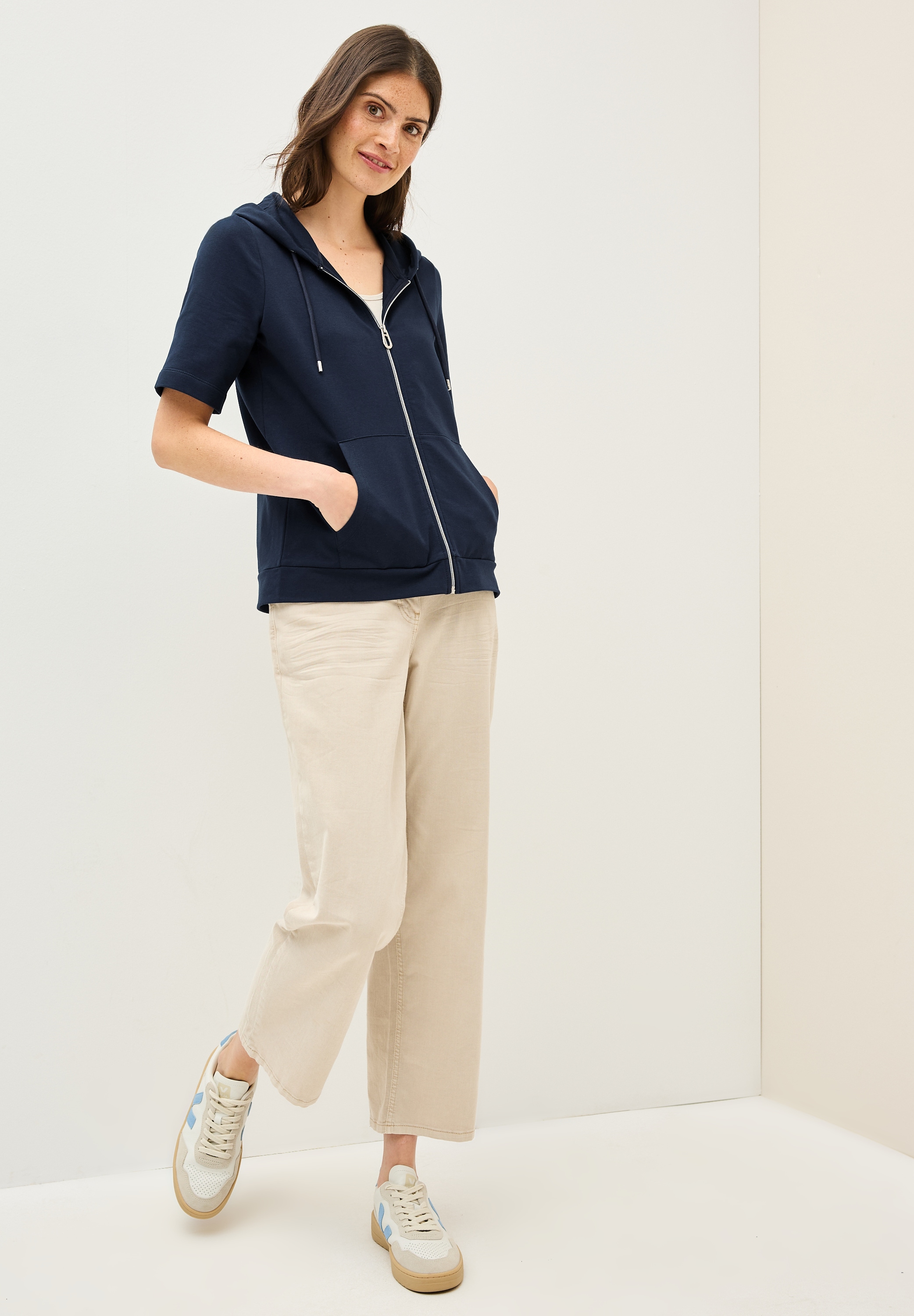 Cecil Kapuzensweatjacke, kurzarm, mit Kordelzug