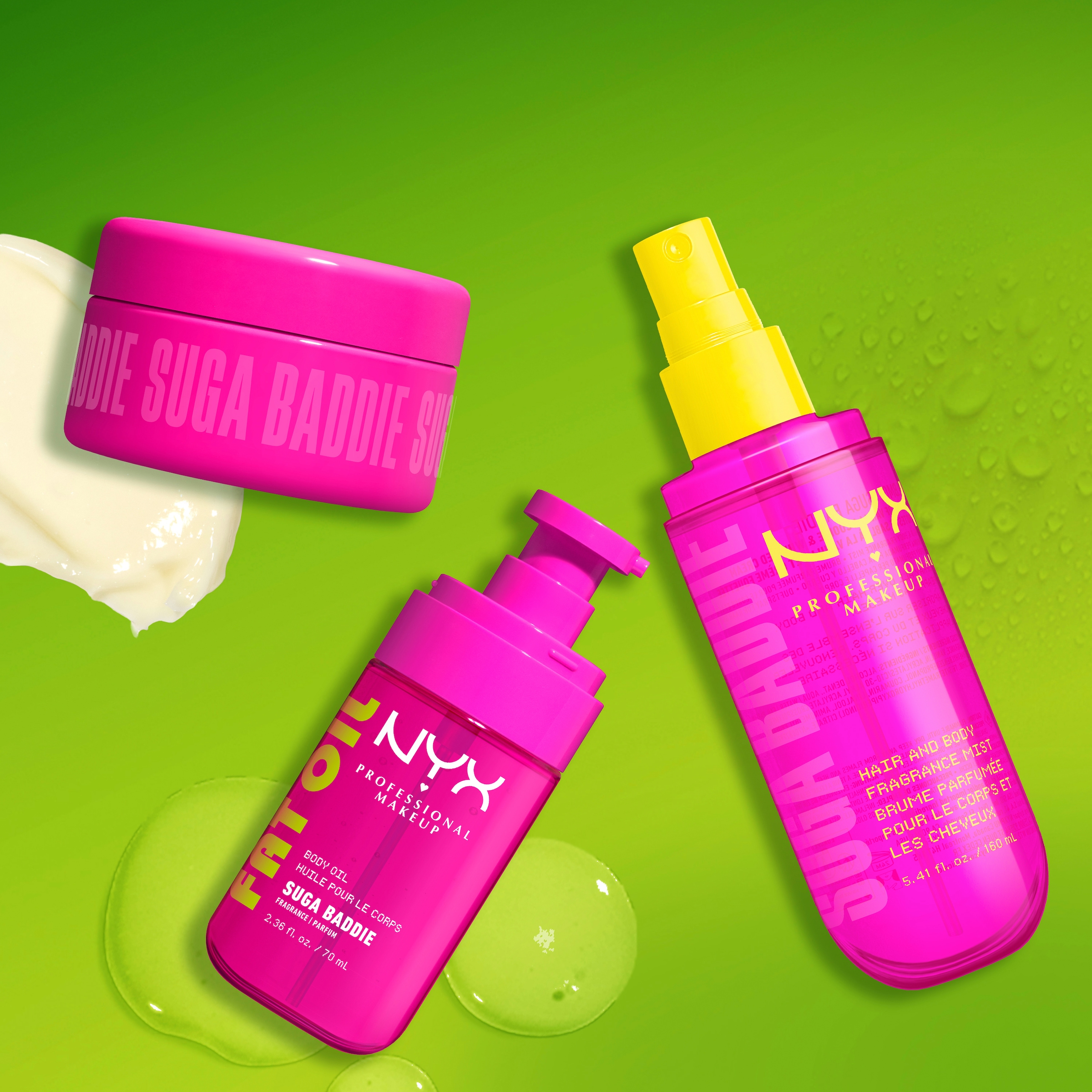 NYX PROFESSIONAL MAKEUP Körperöl »FAT OIL BODY OIL SUGA BADDIE« für strahlenden Glow am Körper, duftet nach Vanilla & Cream