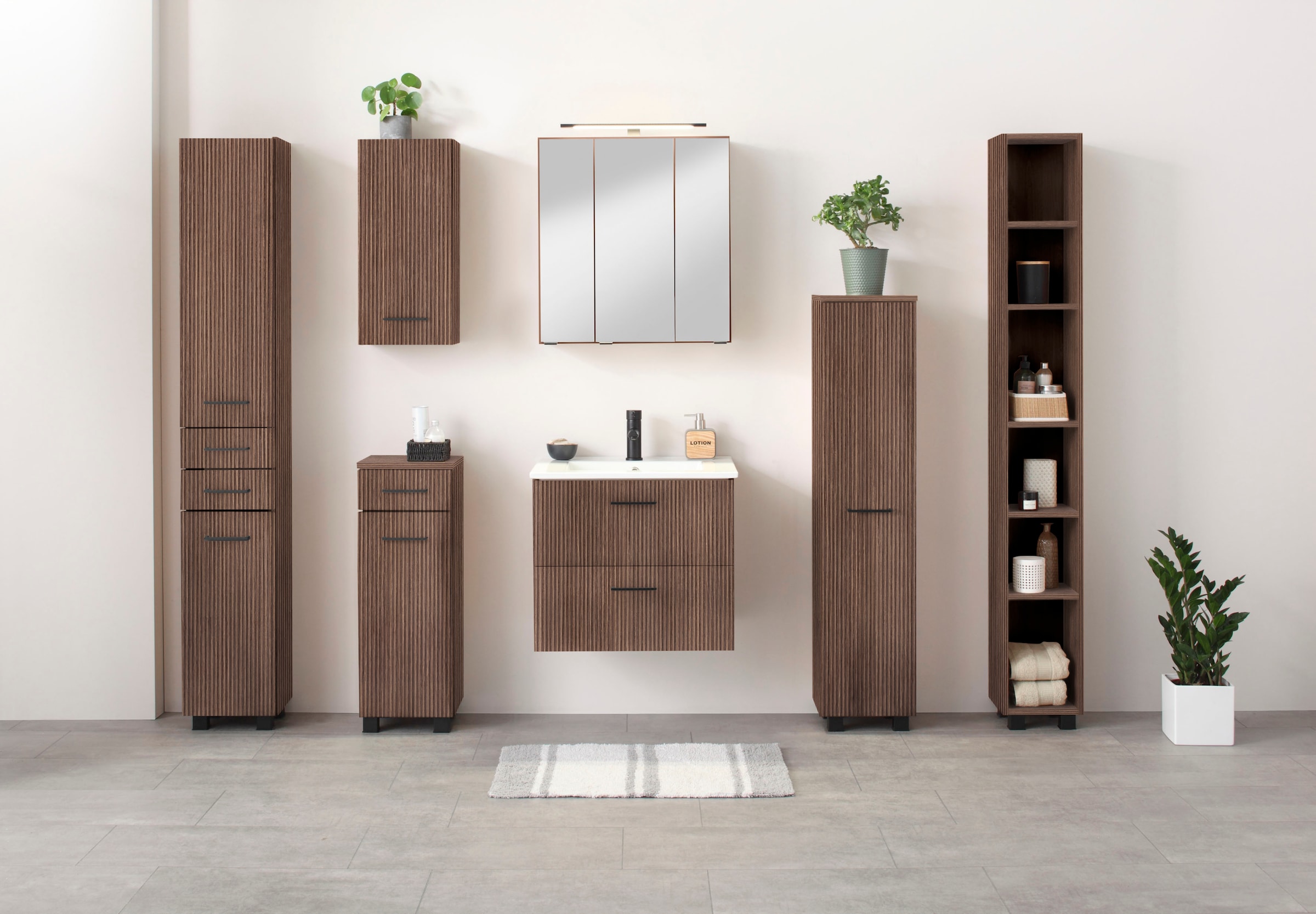 welltime Hochschrank »Trento, verschiedene Ausführungen und Farben«, Badmöbel, Seitenschrank Breite 30 cm, viel Stauraum, Made in Germany